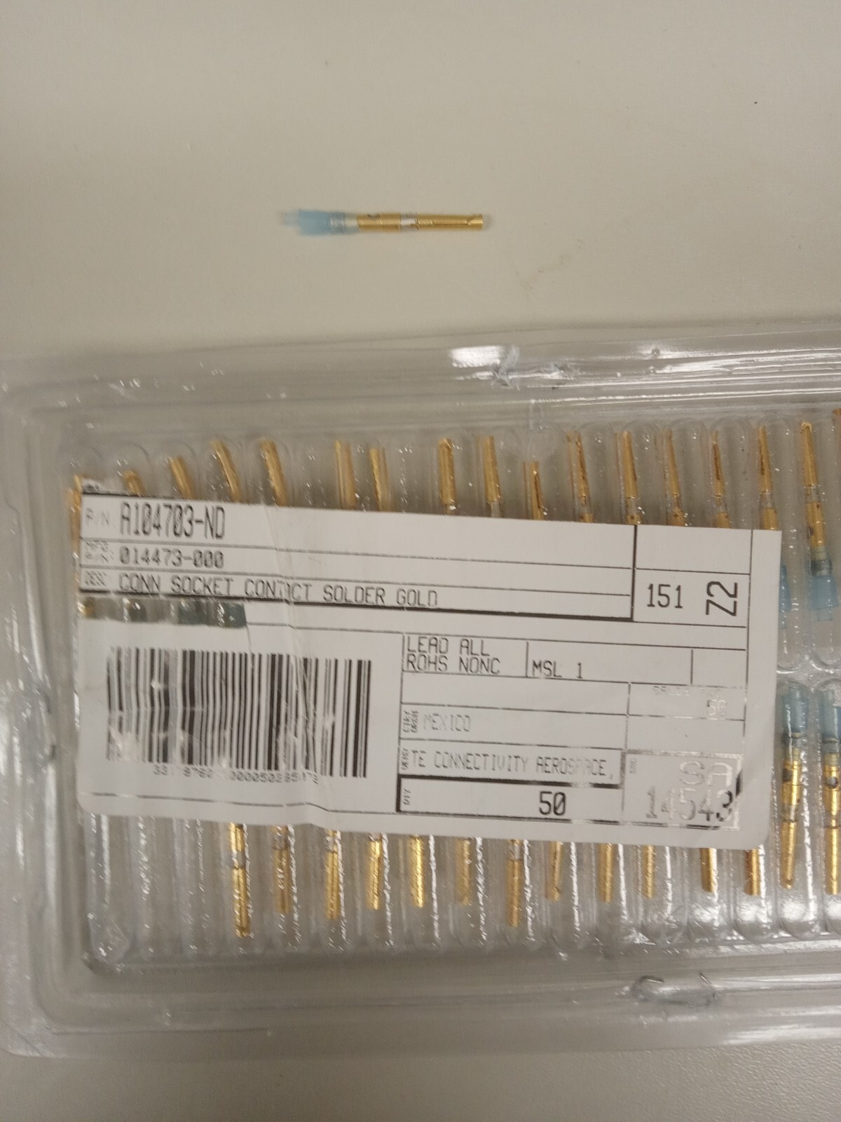 TE CONNECTIVITY 014473-000 CONN SOCKET GOLD SOLDER