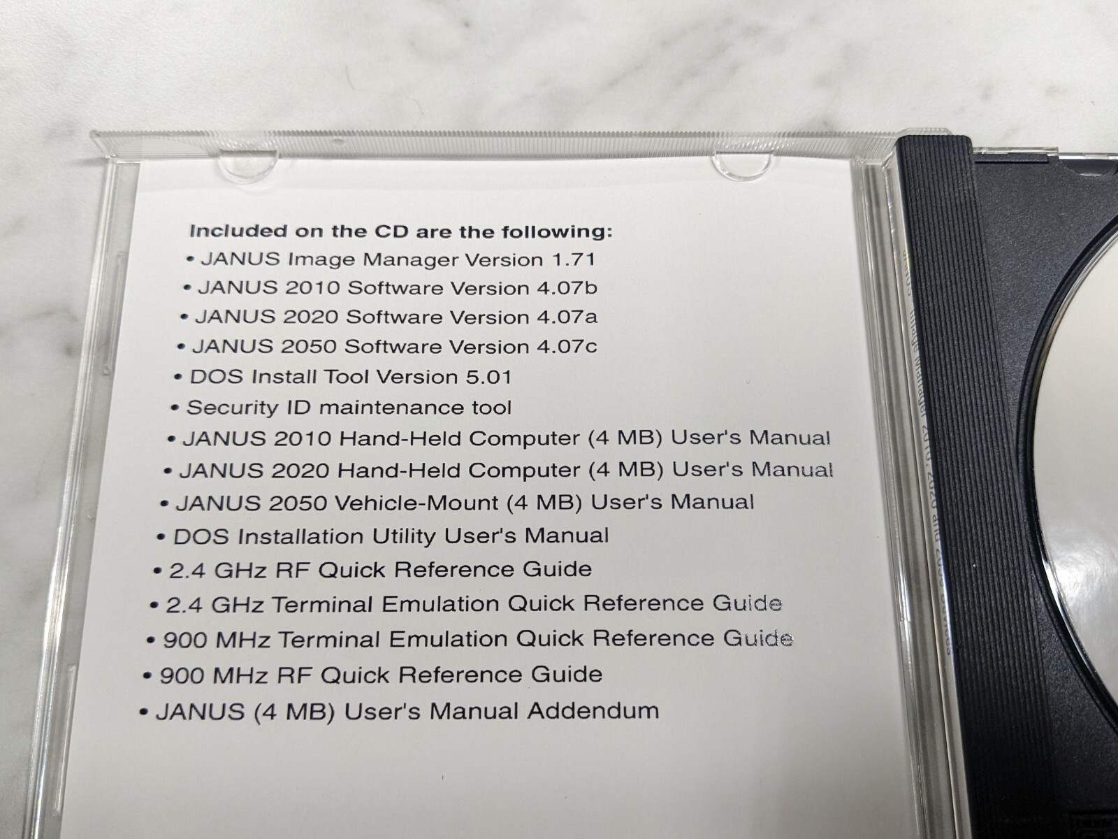 Intermec JANUS Image Manager Software 2010 2020 2050 Device Installation CD