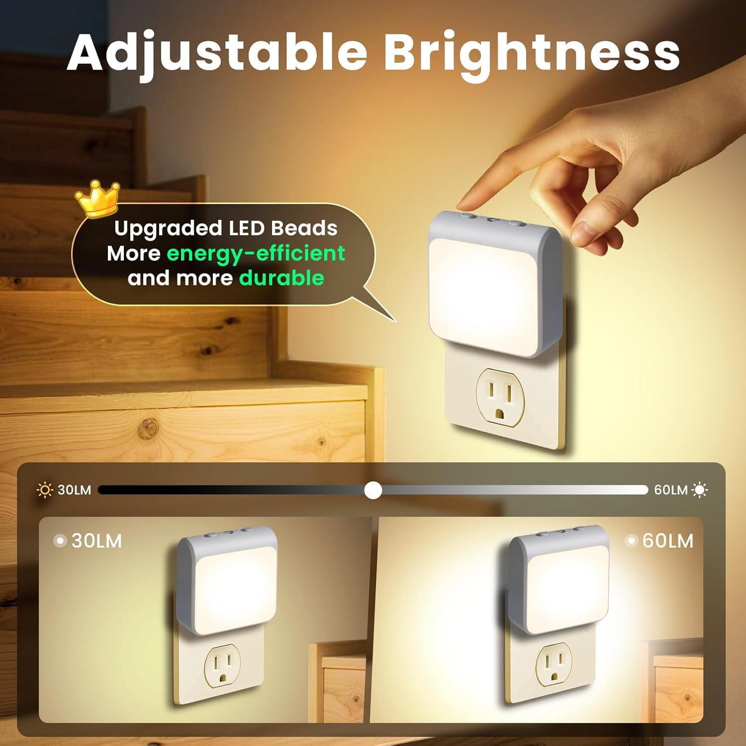 6-Pack Dimmable LED Night Lights Plug into Wall with Dusk to Dawn Sensor, 2 Colo
