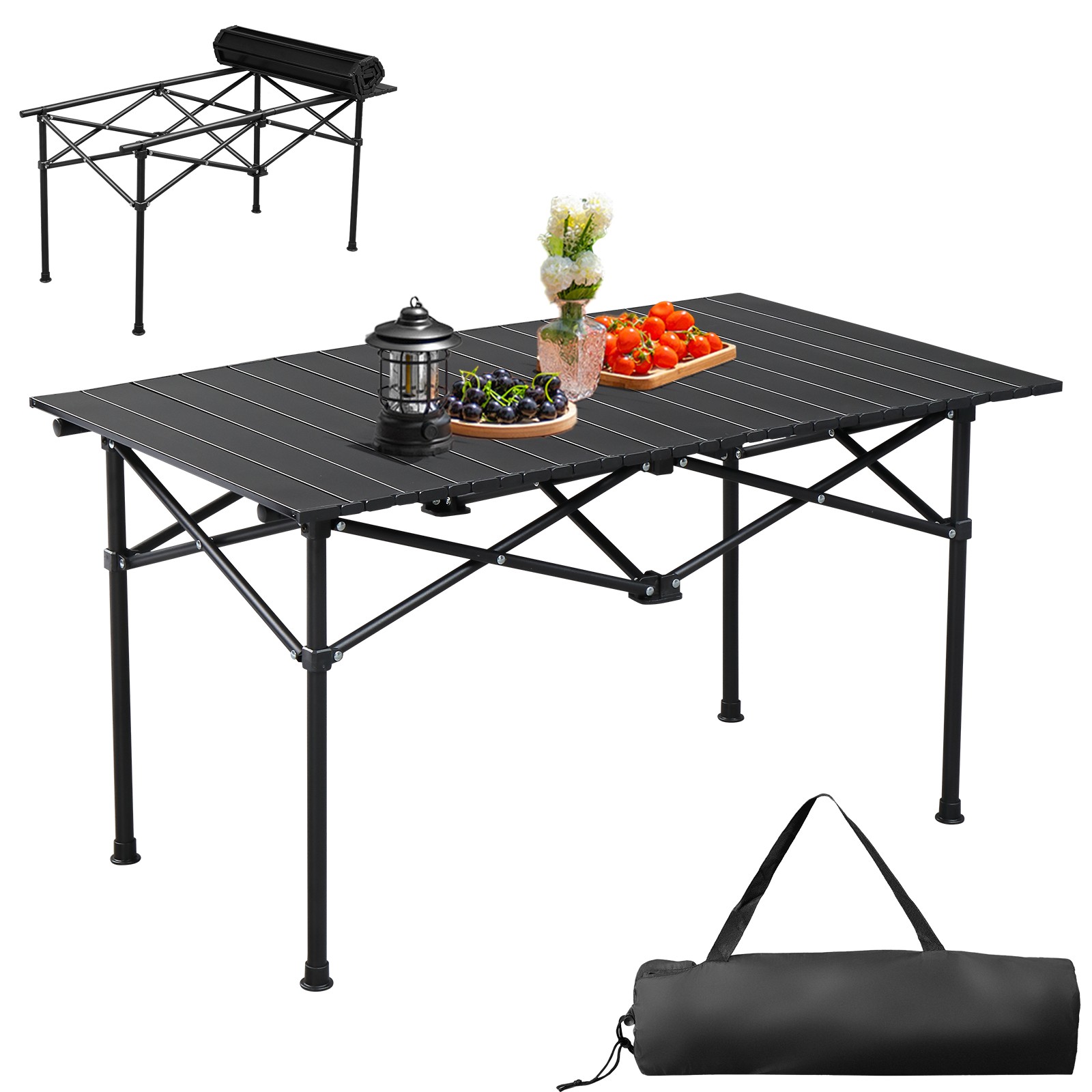 Portable Folding Camping Table,Table Outdoor Camp Table37x20 in, Black