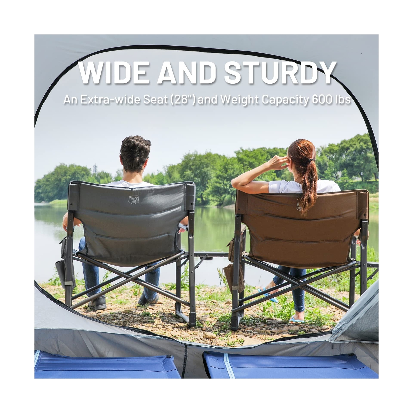 TIMBER RIDGE XXL Upgraded Oversized Directors Chairs with Foldable Side Table...