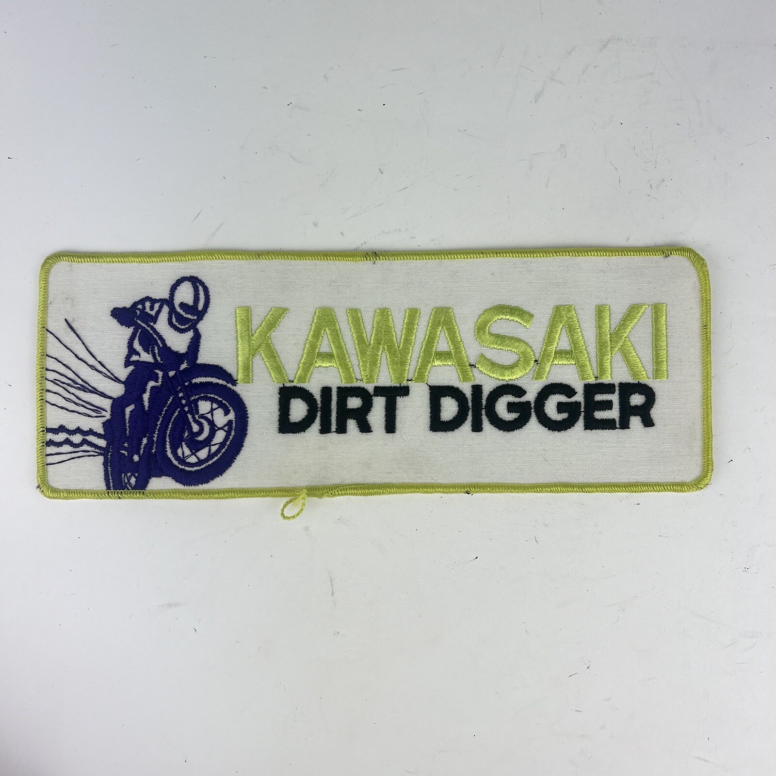 Vintage Kawasaki Motorcycle 10” Back Patch, Enduro Rider Purple Red Embroidered