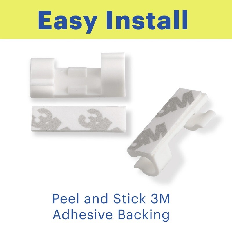 New onn. 24 Count Peel & Stick 3M Adhesive Managment Cable Clips, Cord Organizer