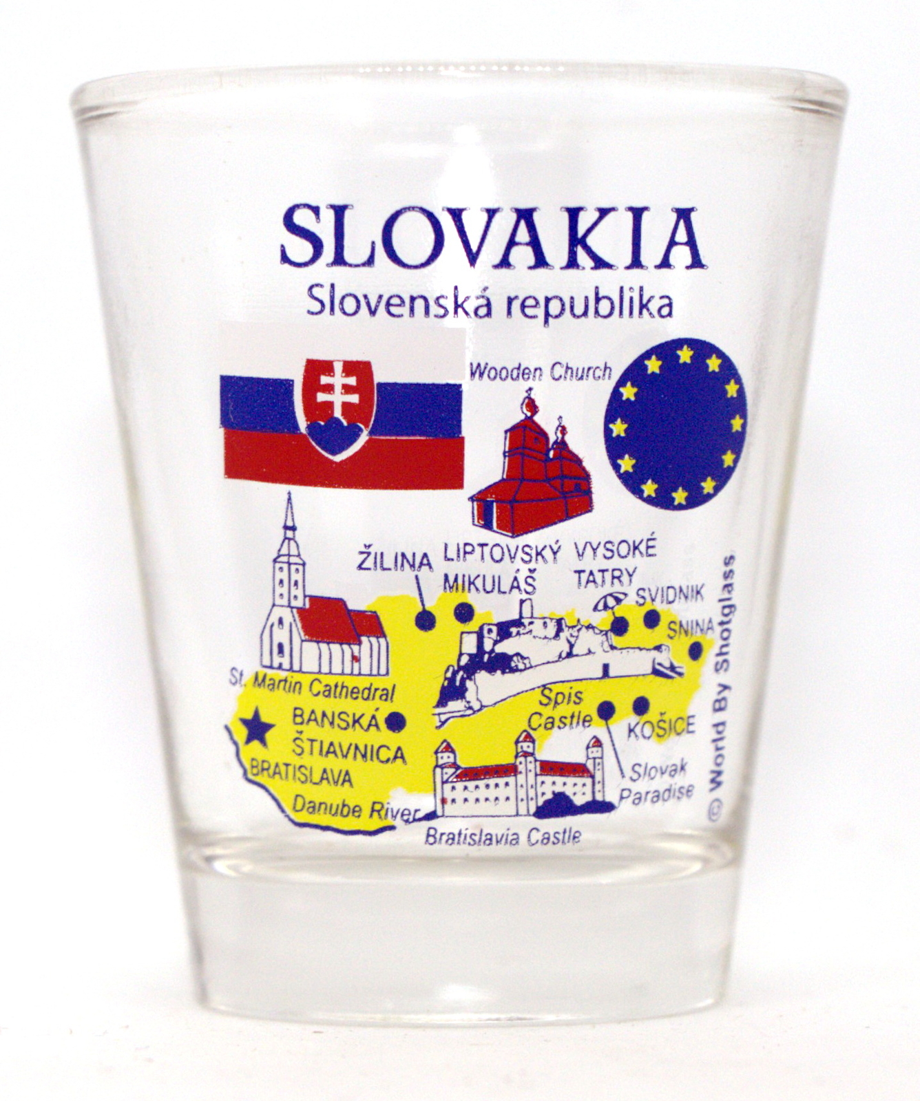 SLOVAKIA EU SERIES LANDMARKS AND ICONS COLLAGE SHOT GLASS SHOTGLASS