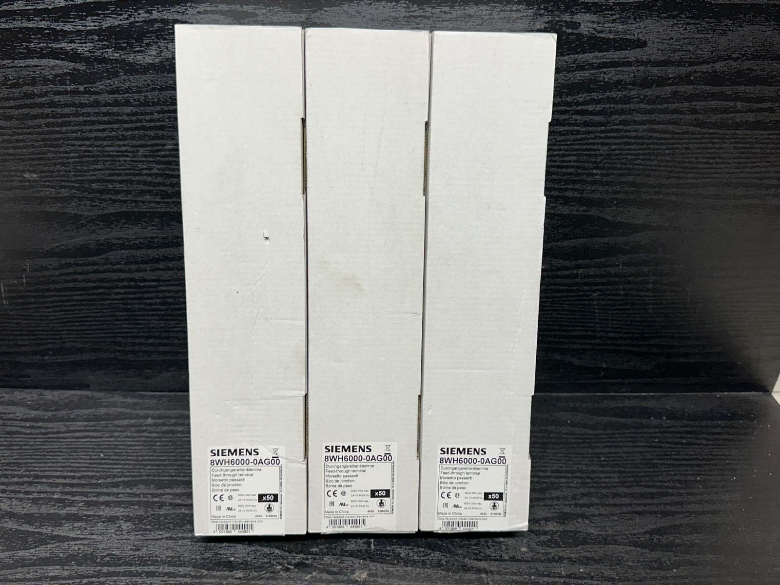 New Siemens 8WH6000-0AG00 DIN Rail Feed Thru Terminal Block Grey 4 mm 50/Box