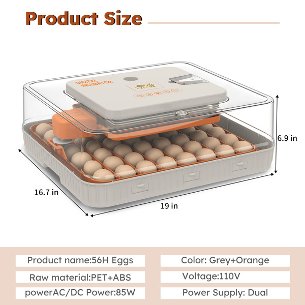 New Incubator Egg Automatic 56 Egg Turning Egg Hatching Temp & Humidity Control