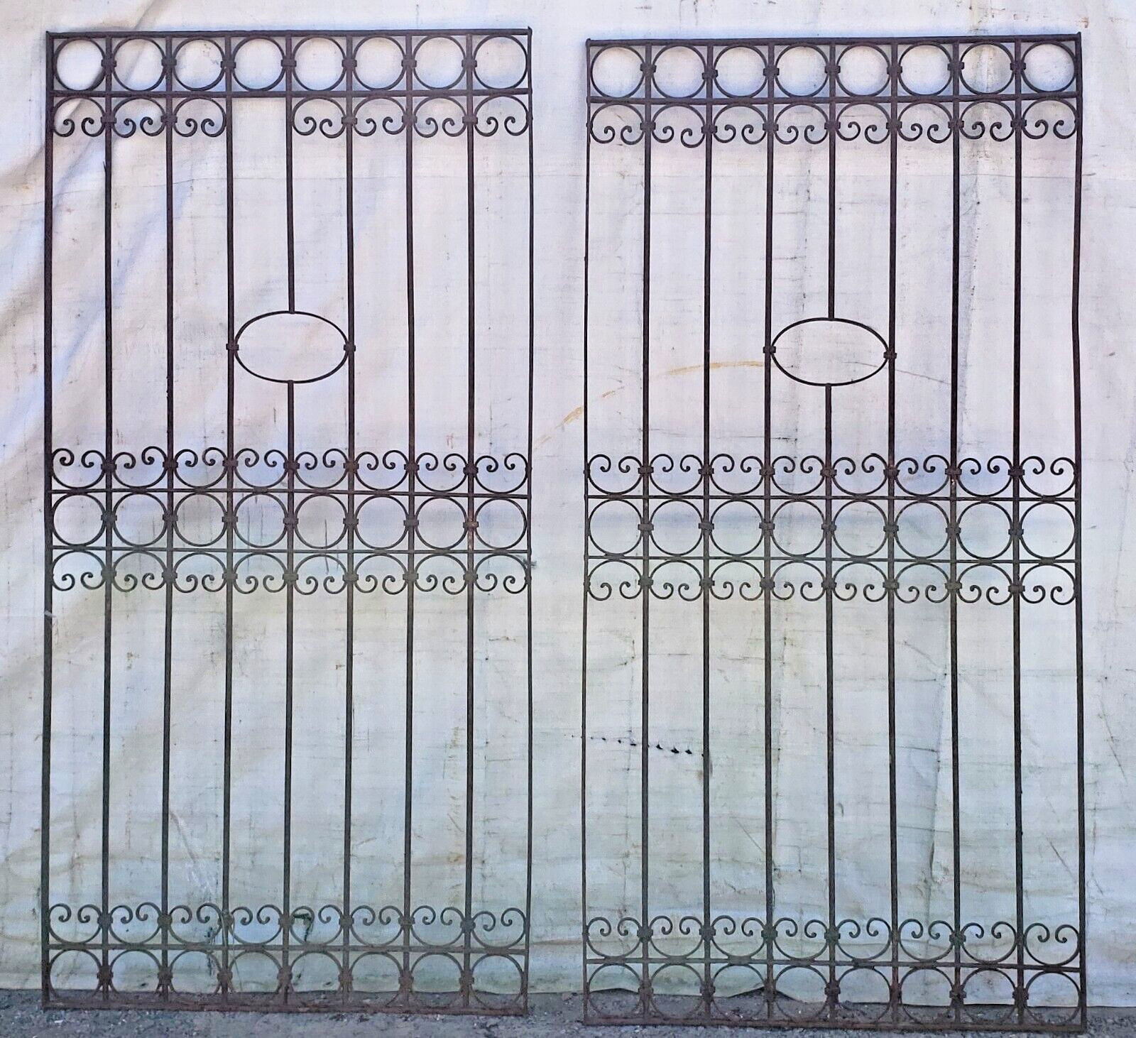 Pair of Wrought Iron Driveway Gates 80" Tall x 40 1/2" Wide Each GA9436
