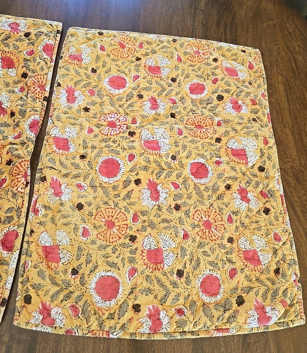 Pottery Barn Set Of 2 Foundations 2014 Reese Quiltex Floral Shams Std 26x20 Rare