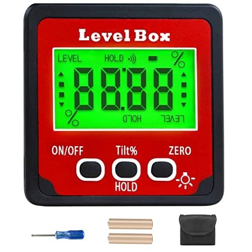 Digital Inclinometer Angle Finder Gauge, IP54 Digital Electronic Protractor Red