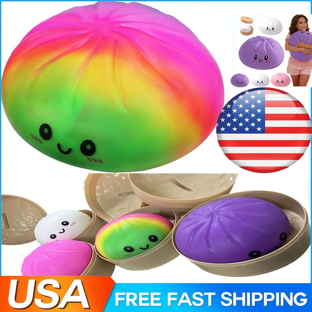 Giant Mystery Squishy Bun Dumpling Colorful Giant Dumplings Expression +Basket