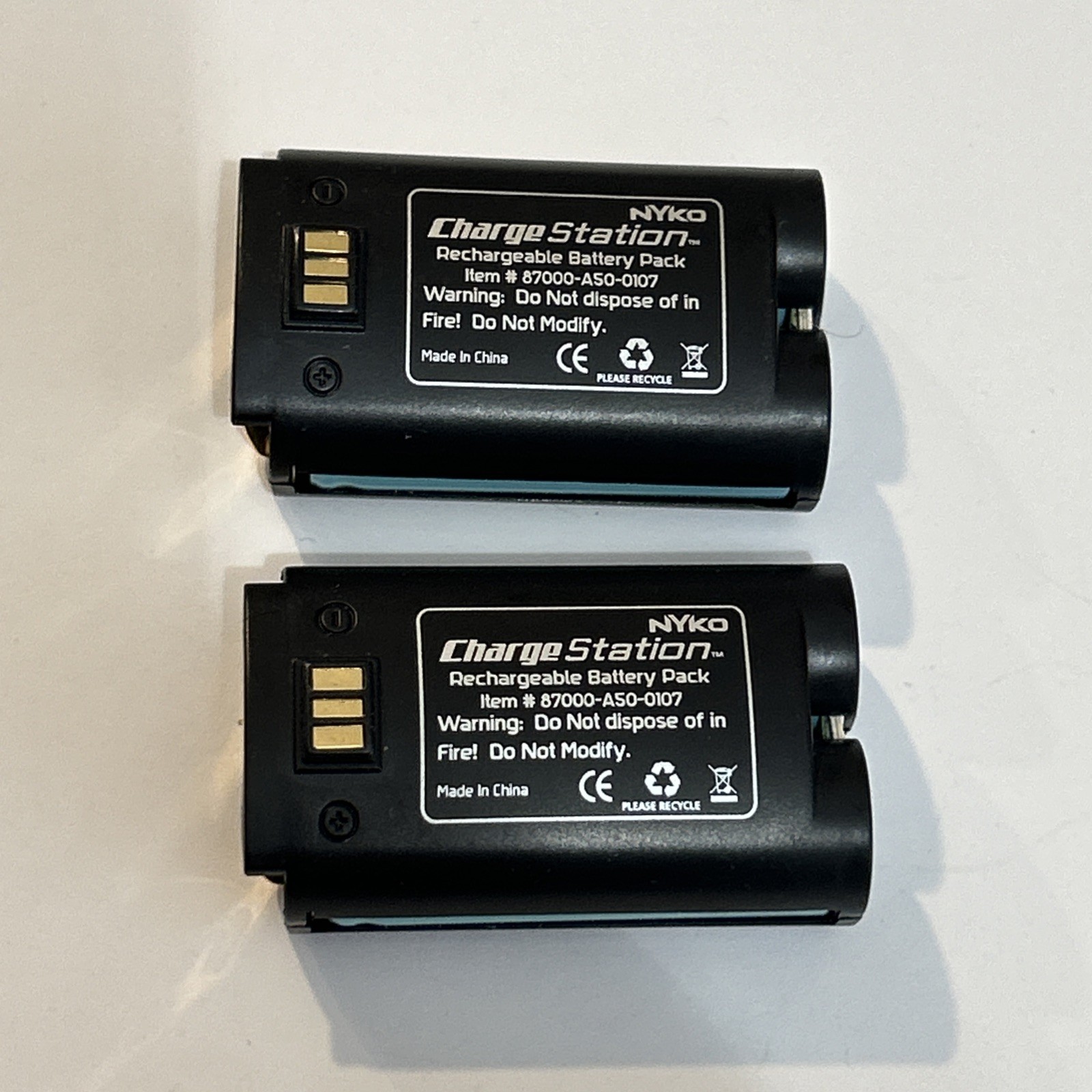 Black Nyko Rechargeable Battery Pack Charge Nintendo Wii 87000-A50-0107 Lot Of 2