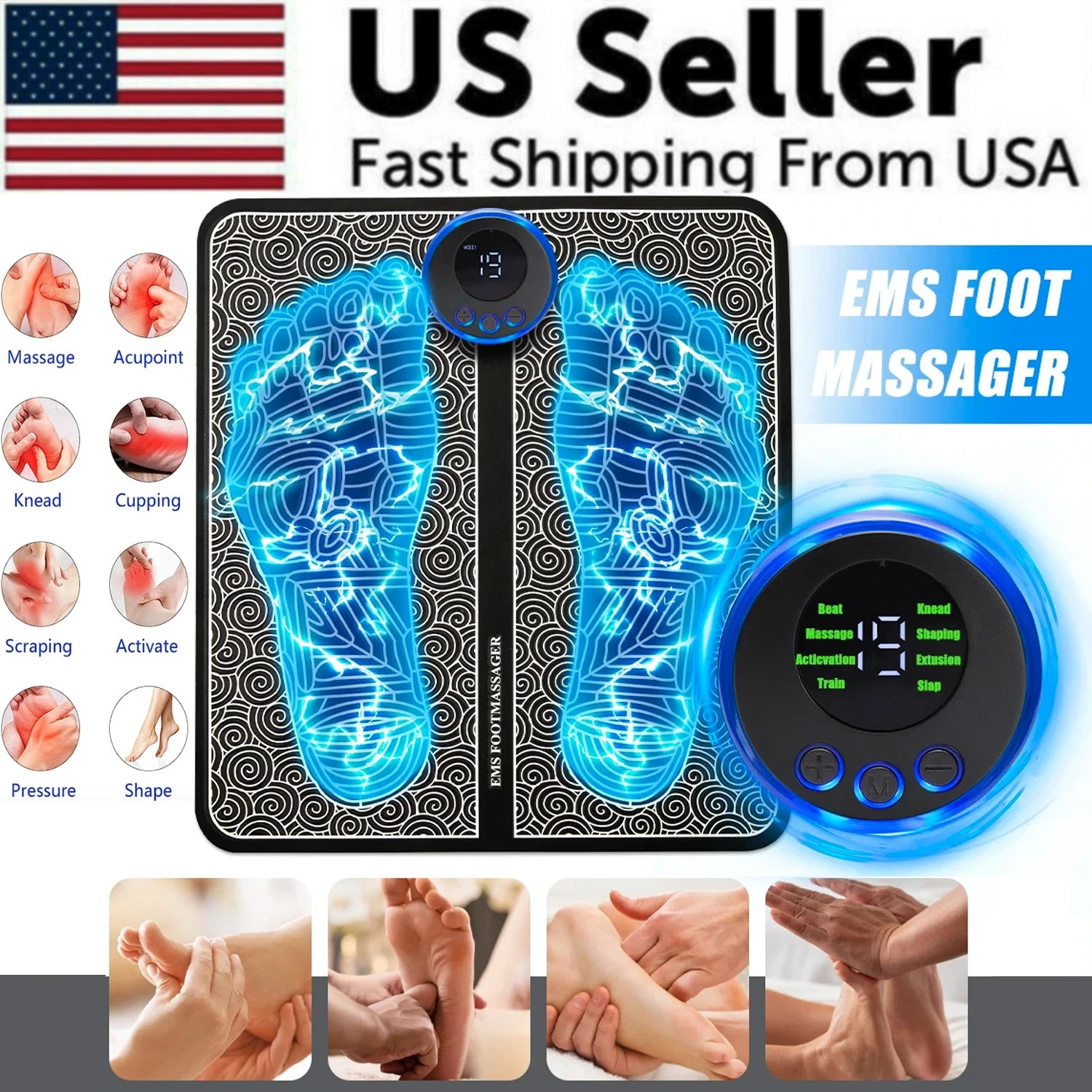 Electric Foot Massager Pad Muscle Stimulator Relaxation Fitness Massage Mat