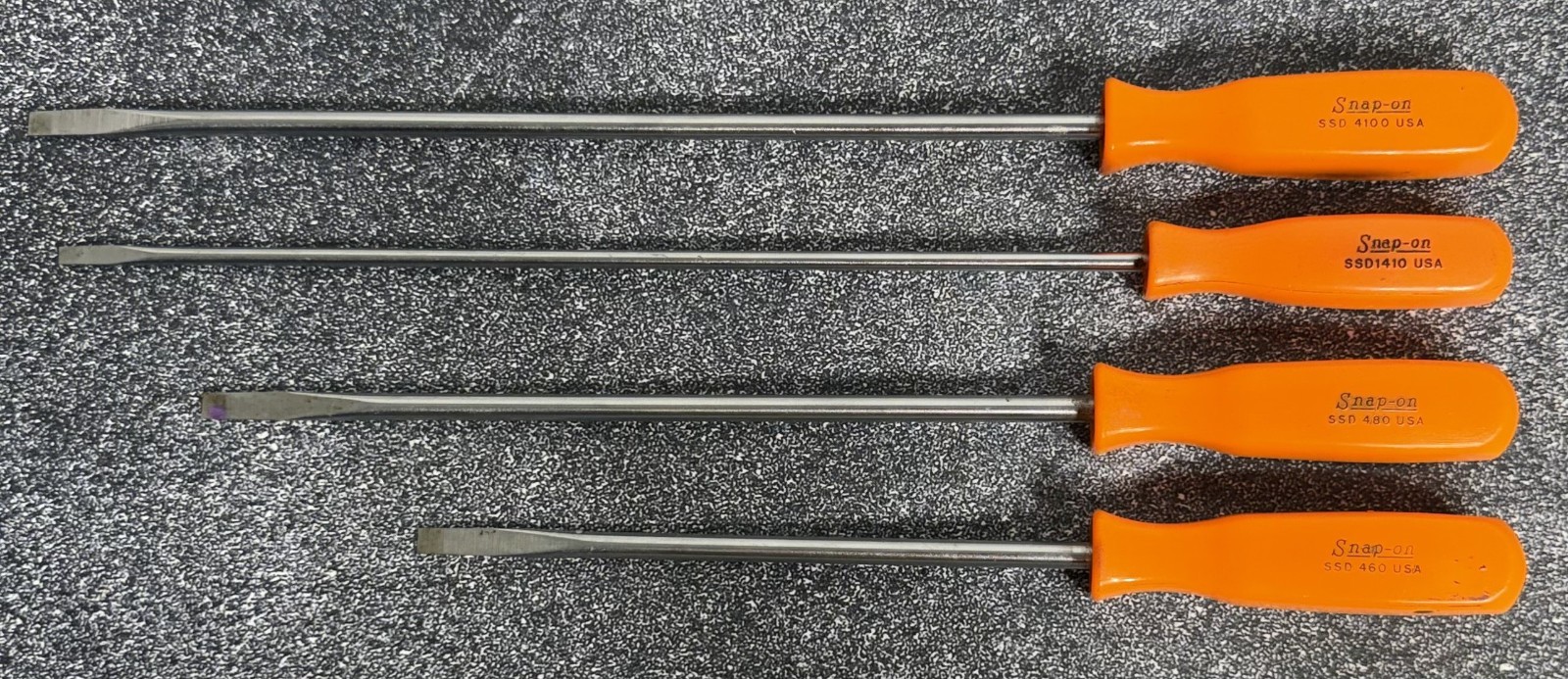 Snap On Hard Orange Handle Flat Head Screwdrivers- SDD4100 SSD1410 SSD480 SSD460