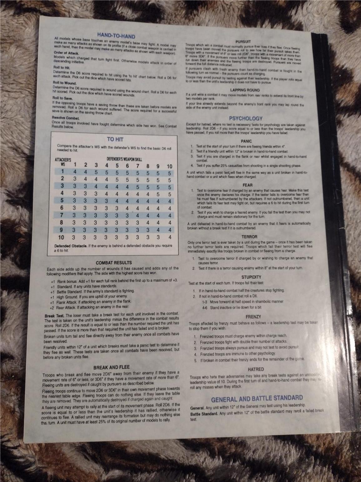 Warhammer RPG rulebook soft cover 1992 edition