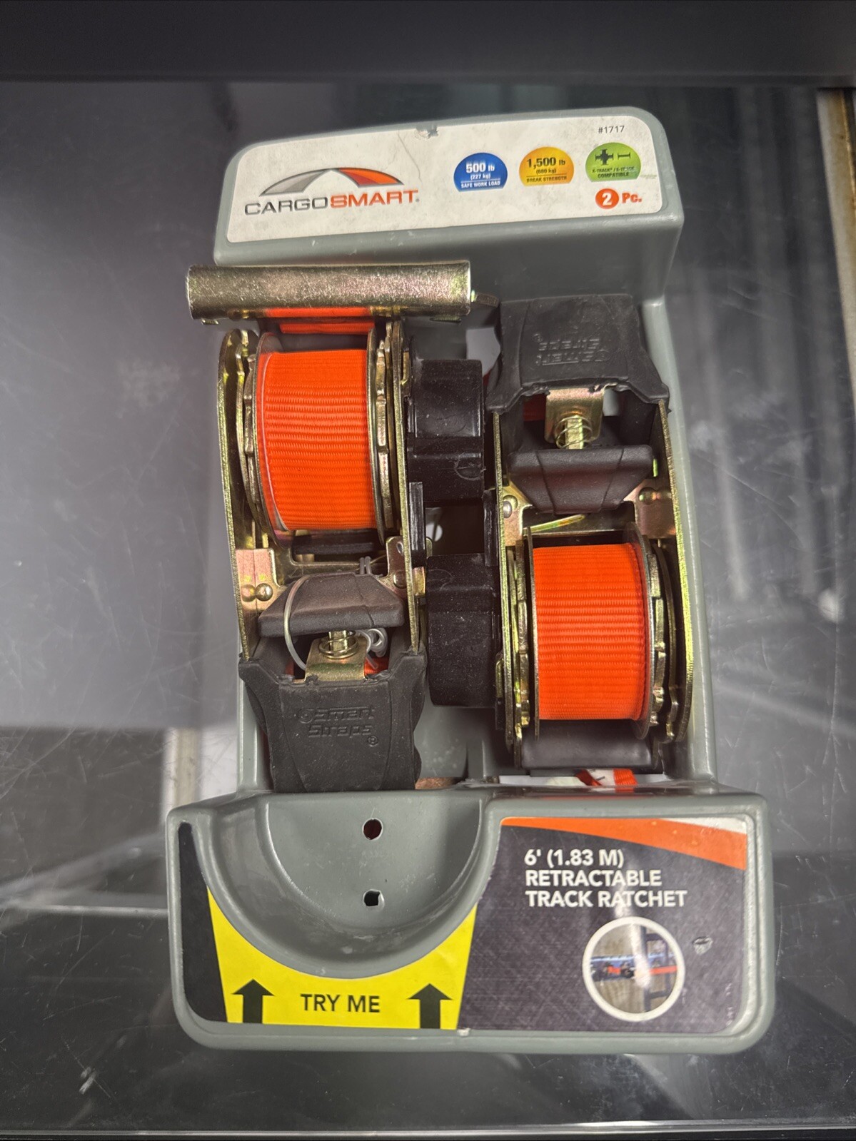 (2-Pk) CargoSmart Retractable Track Ratchet Orange 6' 1717