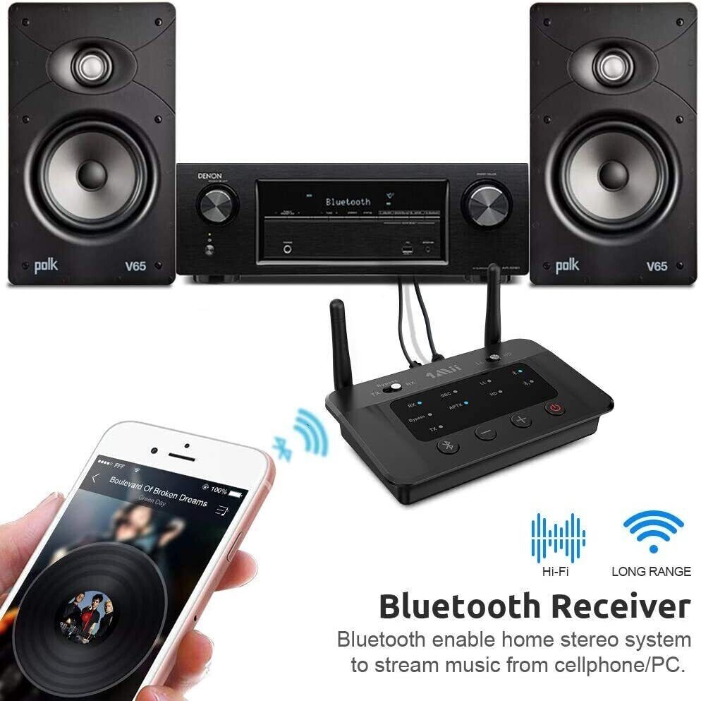 Long Range Bluetooth 5.3 Transmitter Receiver For TV Home Stereo Audio Adapter