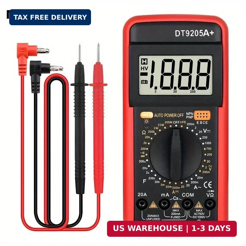 DT9205A+ Digital Multimeter, 1000V True RMS Auto-Ranging Voltmeter, Professional