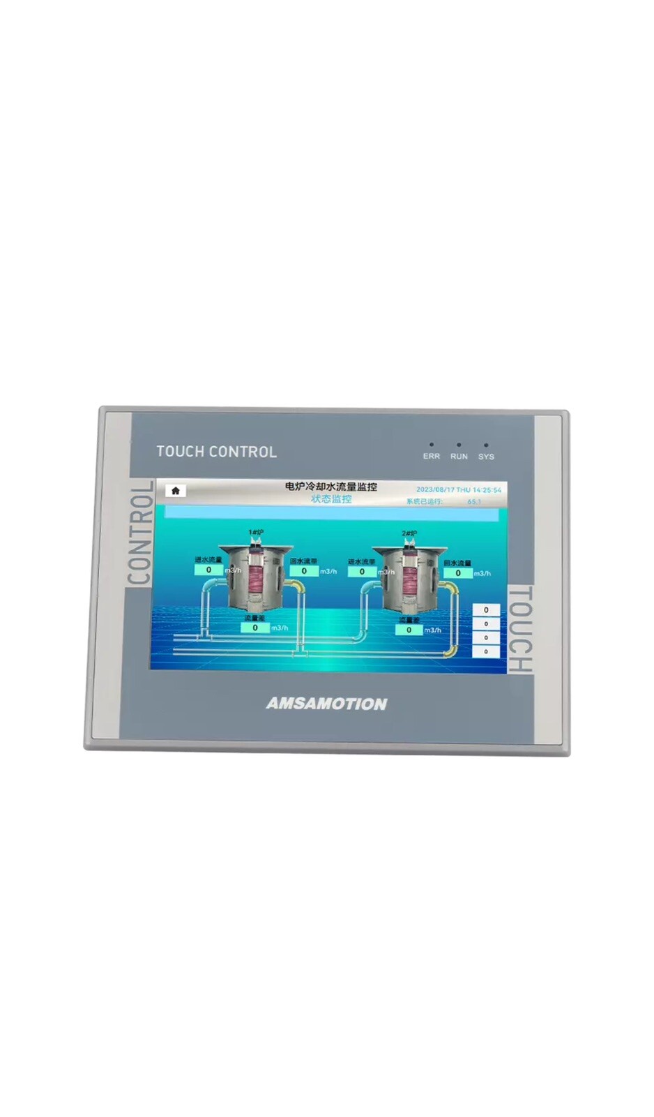 AMSAMOTION 7 Inch HMI PLC All-in-One FX3U Ethernet 16I 16O 4AI 2AO Touch Scree
