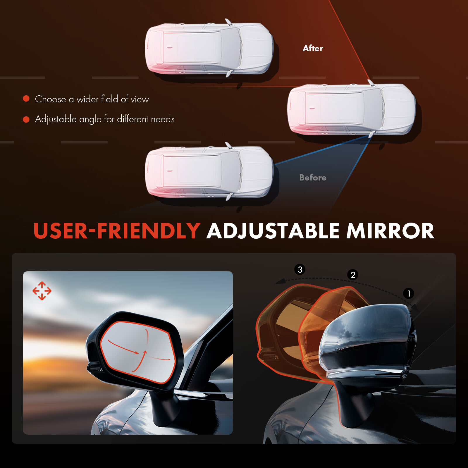 Passenger Power Mirror Manual Fold for Subaru Impreza 2012 2013 2014 2.0L 2.5L