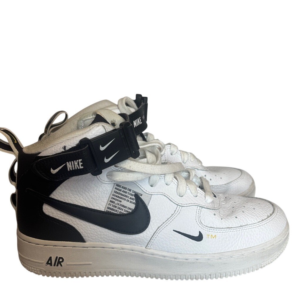 Nike Air Force 1 Mid LV8 GS White Black Tour Yellow Size 7Y