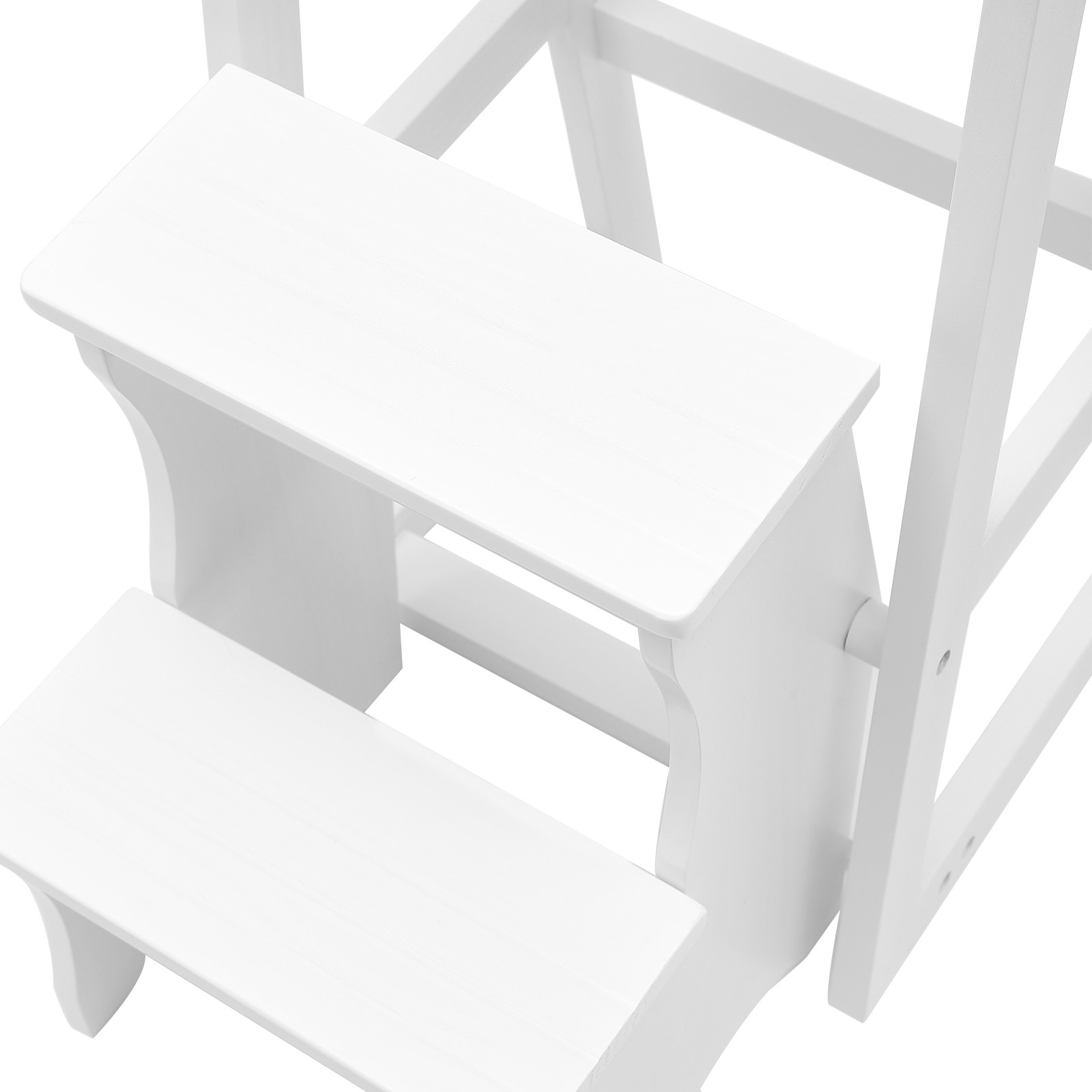 White Ladder Chair 3-Levels Multifunctional Step Stool Foldable 120kg-Max. Load