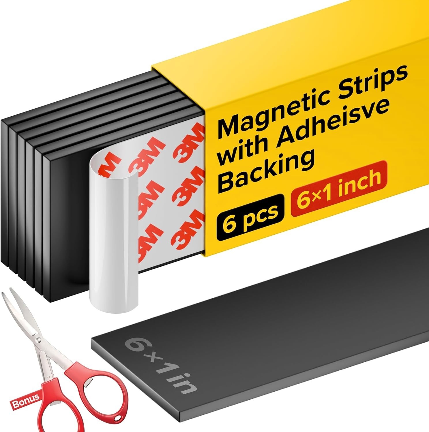 Versatile Magnetic Tool Holder Strips - 6 Pieces of 6"x1" for Kitchen & Garage
