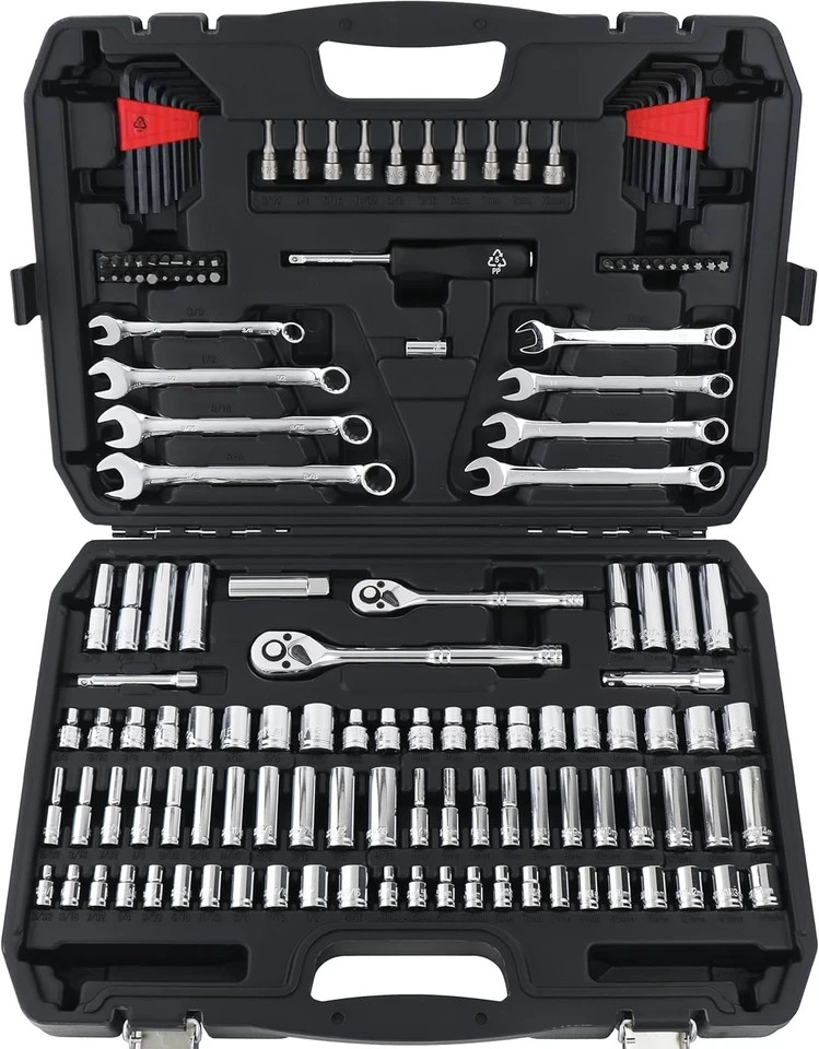 Mechanic'S Socket Tool Set with Case, SAE and Metric Sizes, 201-Piece