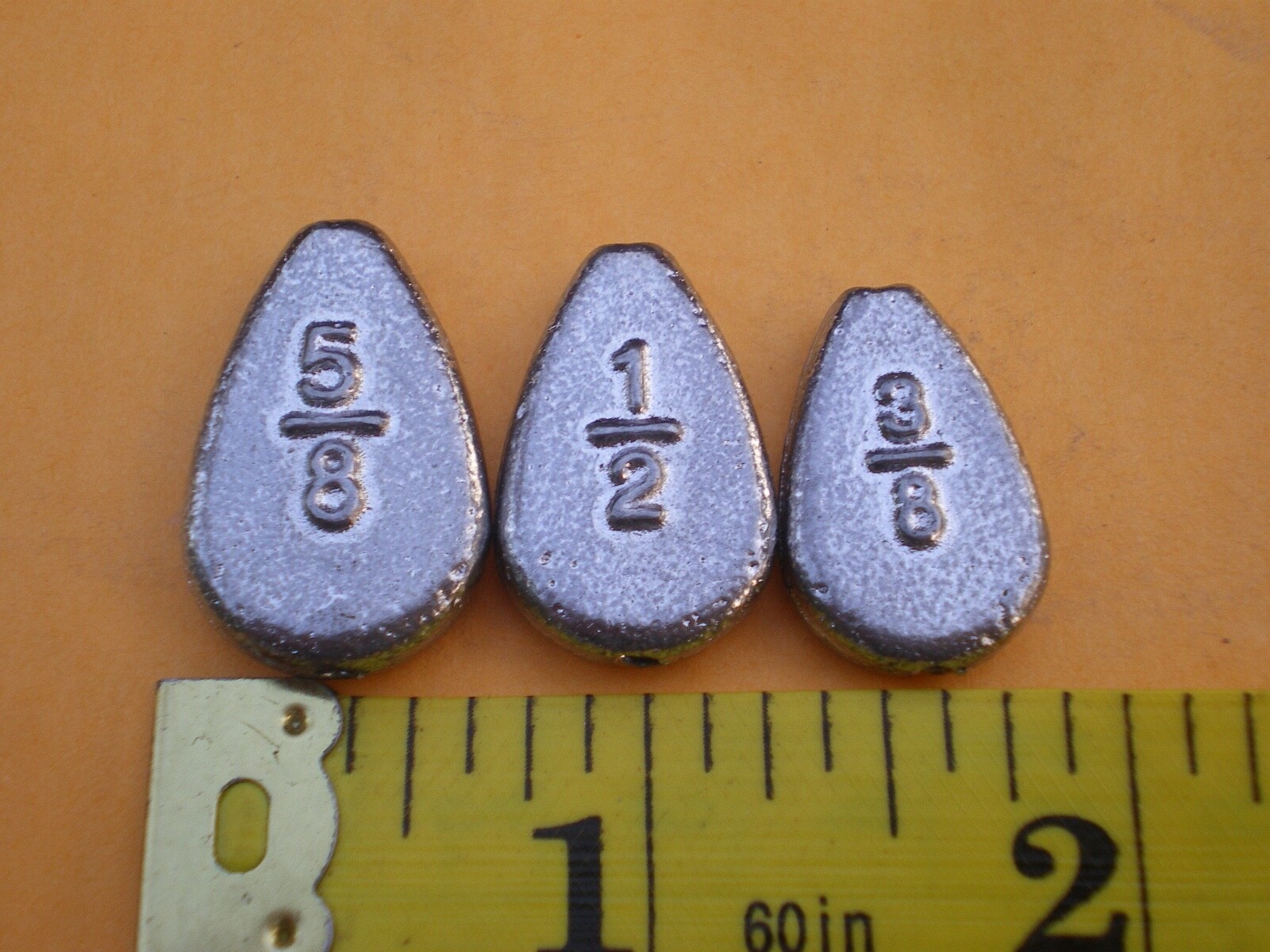 45 PCS. NO ROLL FLAT SLIP/SLIDE SINKER 5/8, 1/2, 3/8 OZ. 15 EACH, GOOD QUALITY
