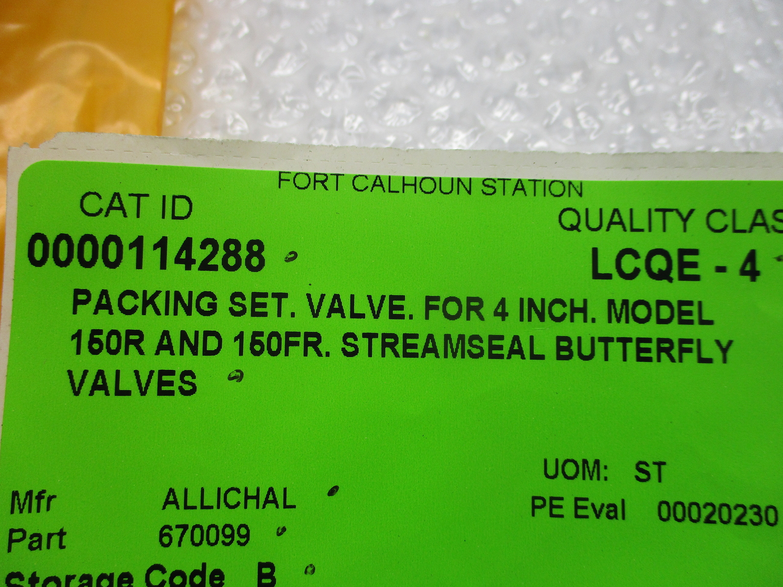 ALLICHAL 670099 PACKING SET VALVE NSNP