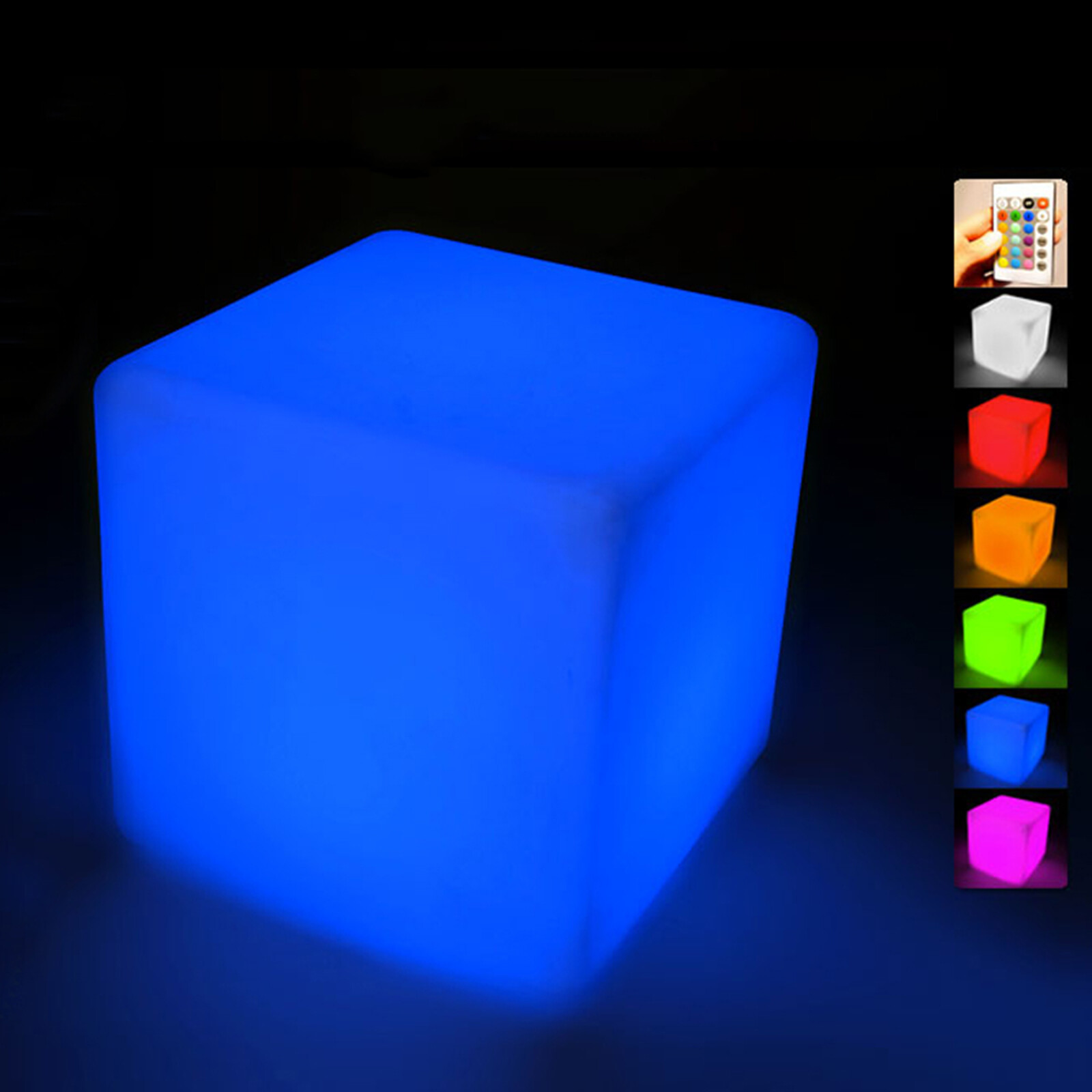 1pc 43.5cm LED Cube Chair Light Rechargeable LED Cube Seat 16 RGB Colors Outdoor
