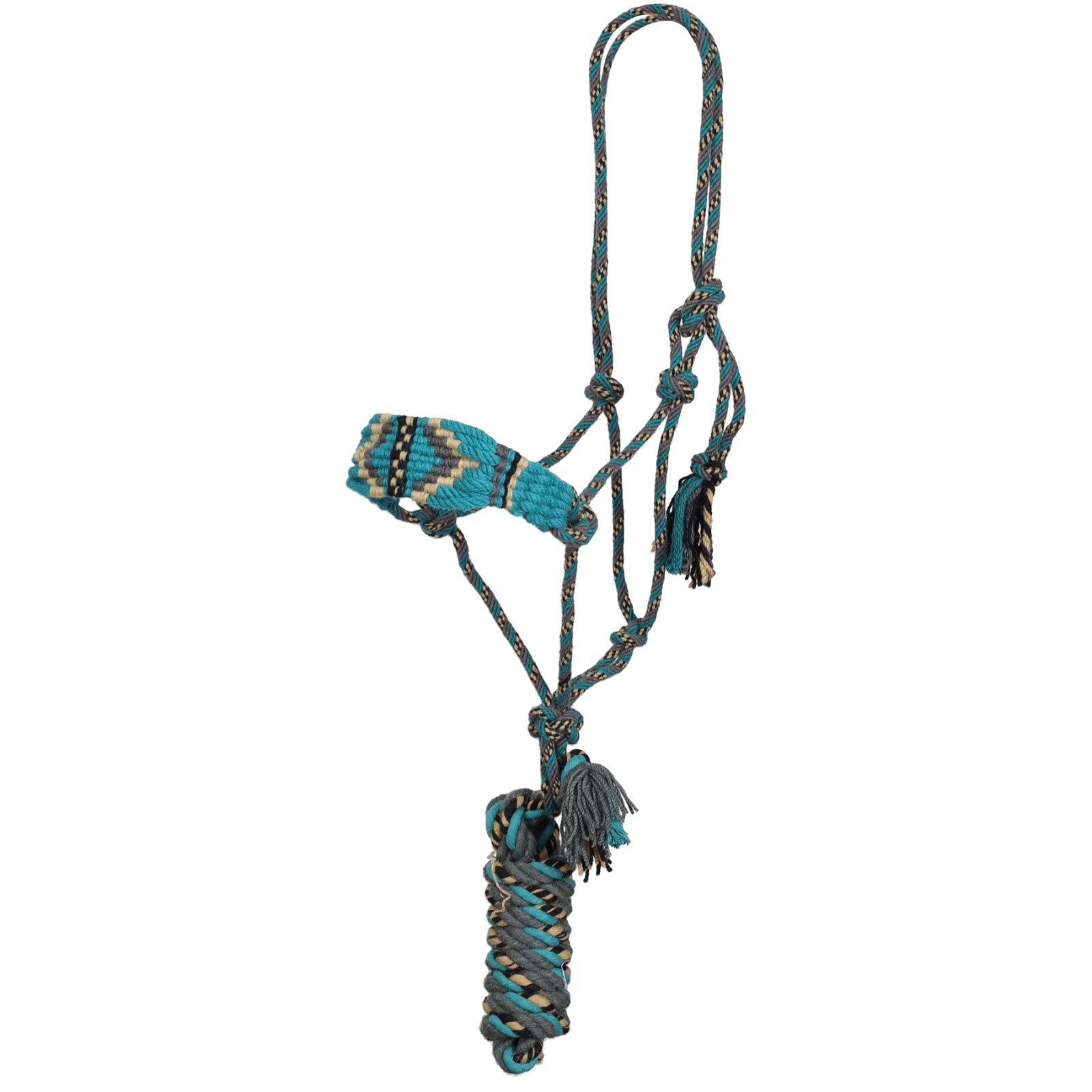 COWBOY KNOT HALTER with 9' Mohair LEAD Rope Showman Saltwater Prairie Mohair