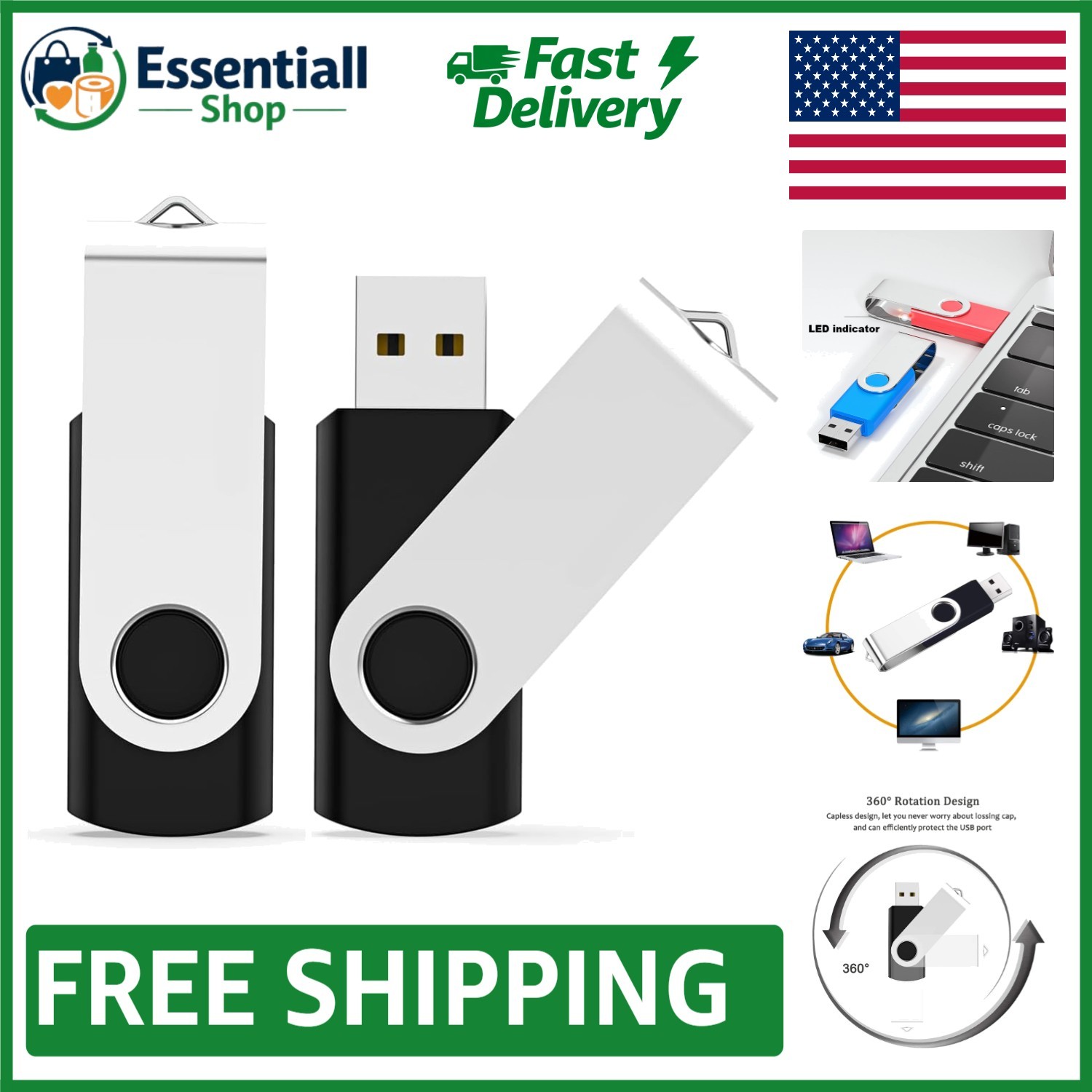 Compact 2GB USB 2.0 Thumb Drives with Swivel Cap - Perfect for Every Occasion