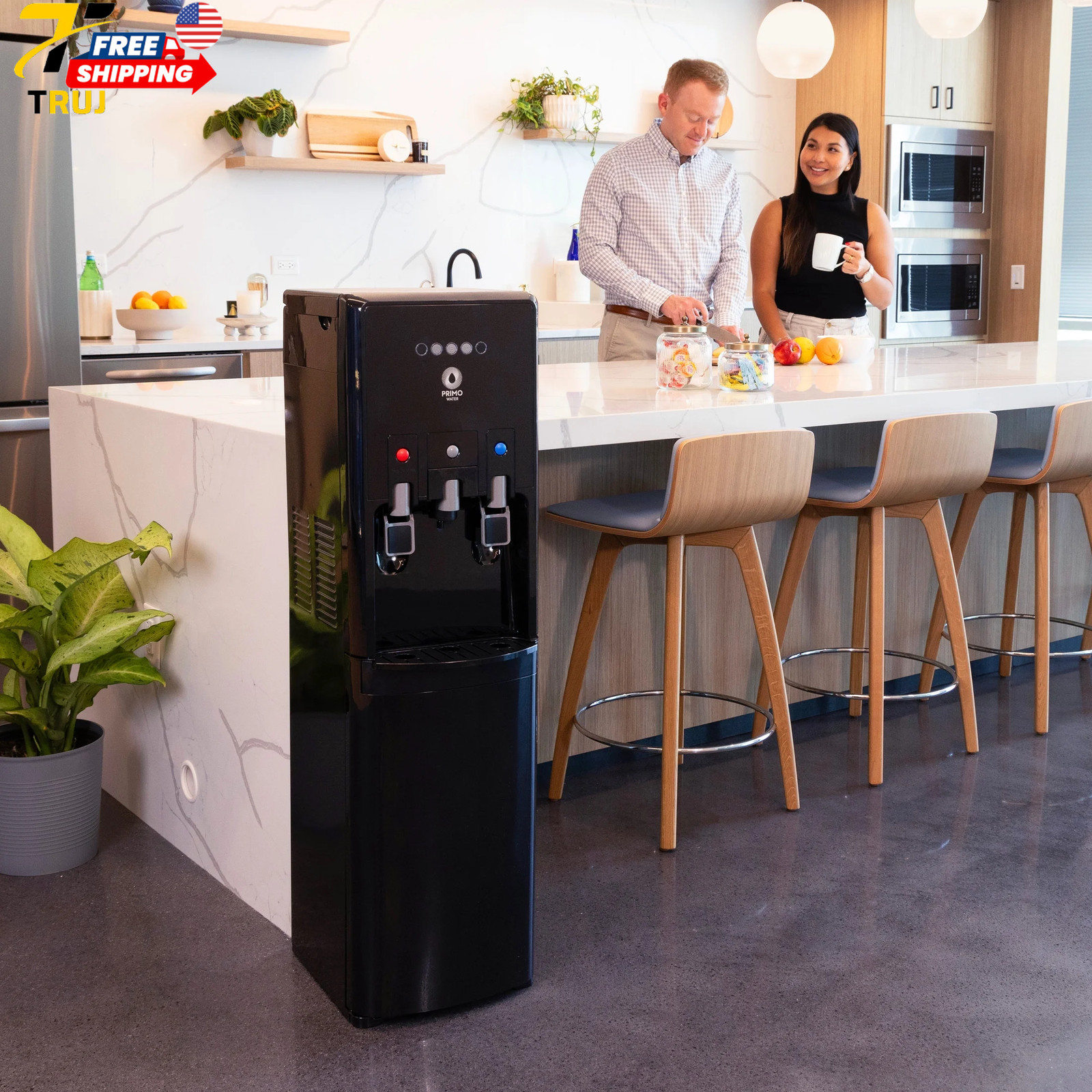 Bottom Loading Pro 2 Temp Water Dispenser with Single-Serve Coffee Maker Black