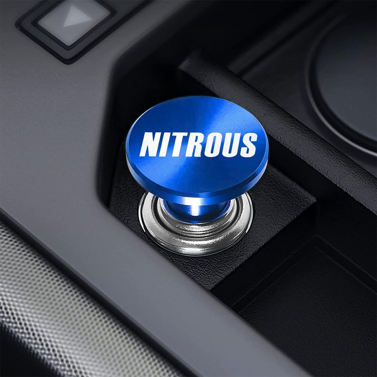 AUCELI Nitrous Button Car Cigarette Lighter Plug, Aluminum Alloy B/NITROUS