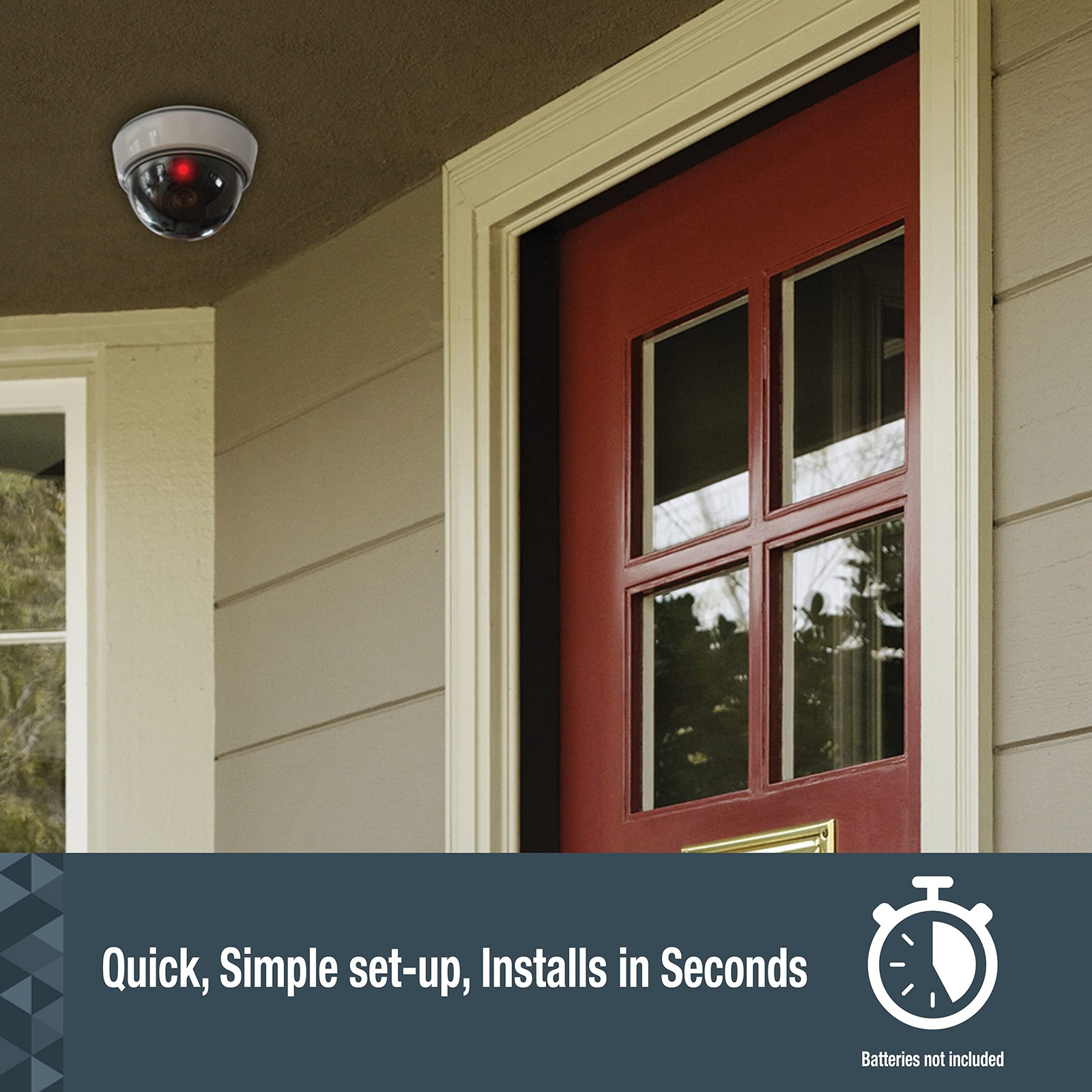 SABRE Fake Dome Security Camera, Flashing Red Light For 1 Pack, White