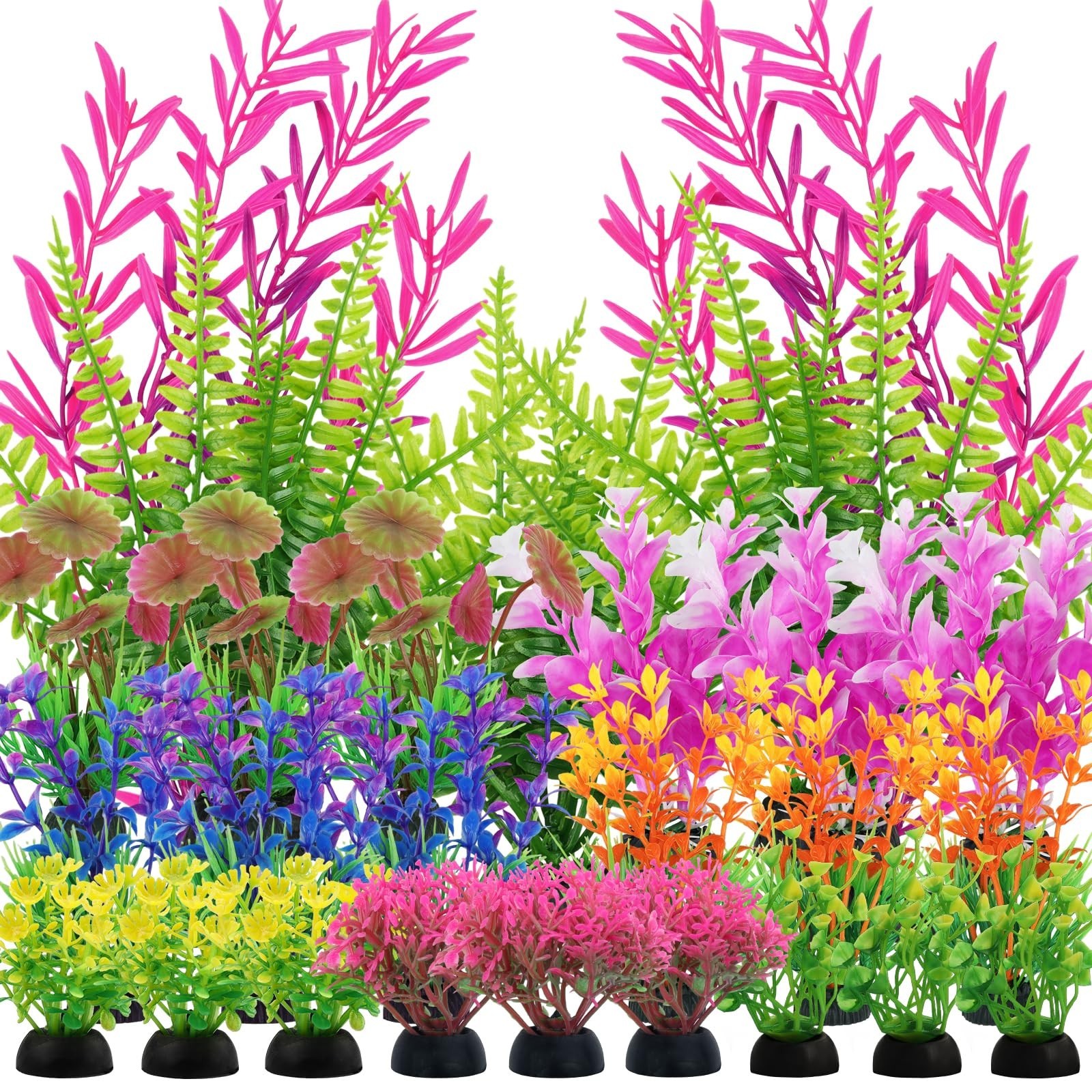 25 Pack Aquarium Plants, Fish Tank Decor Colorful Plants Artificial Aquarium ...