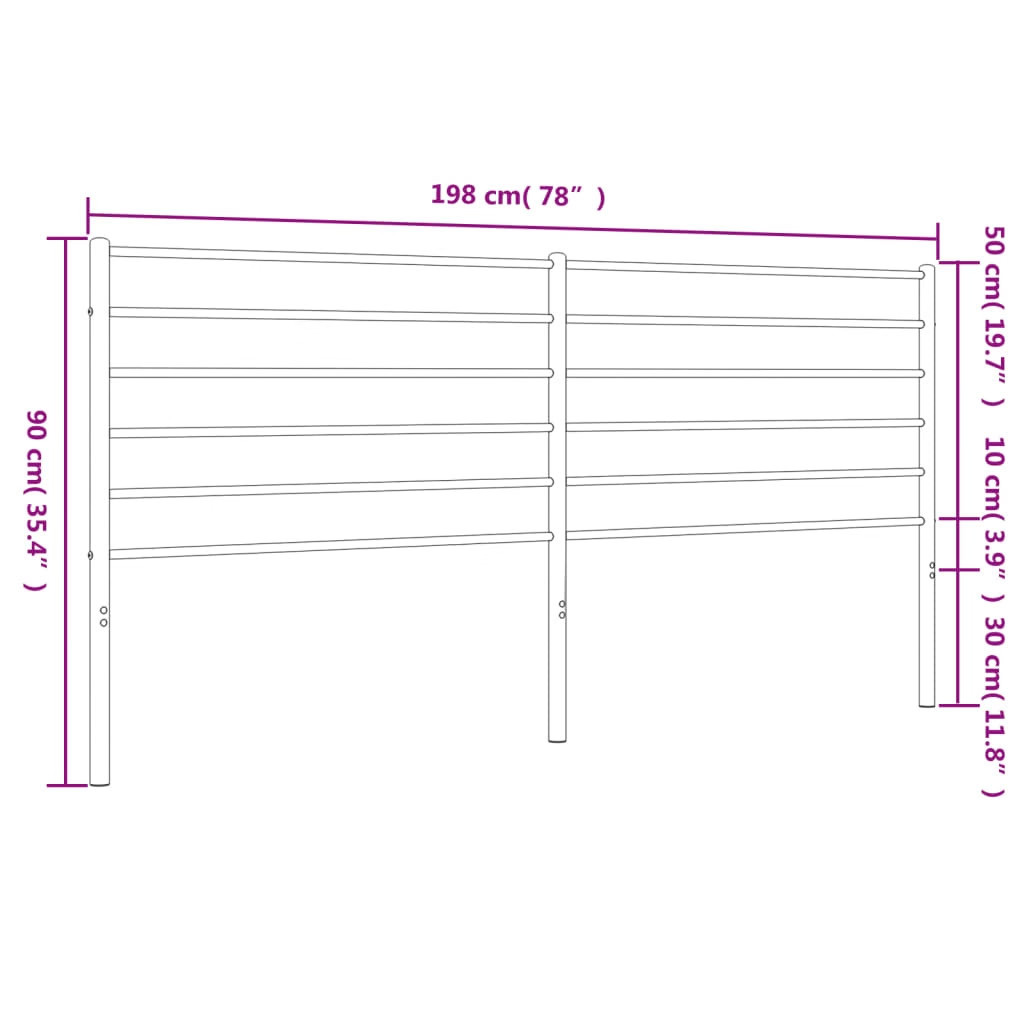 Headboard White Powder-Coated Steel 76 in Durable Headboard