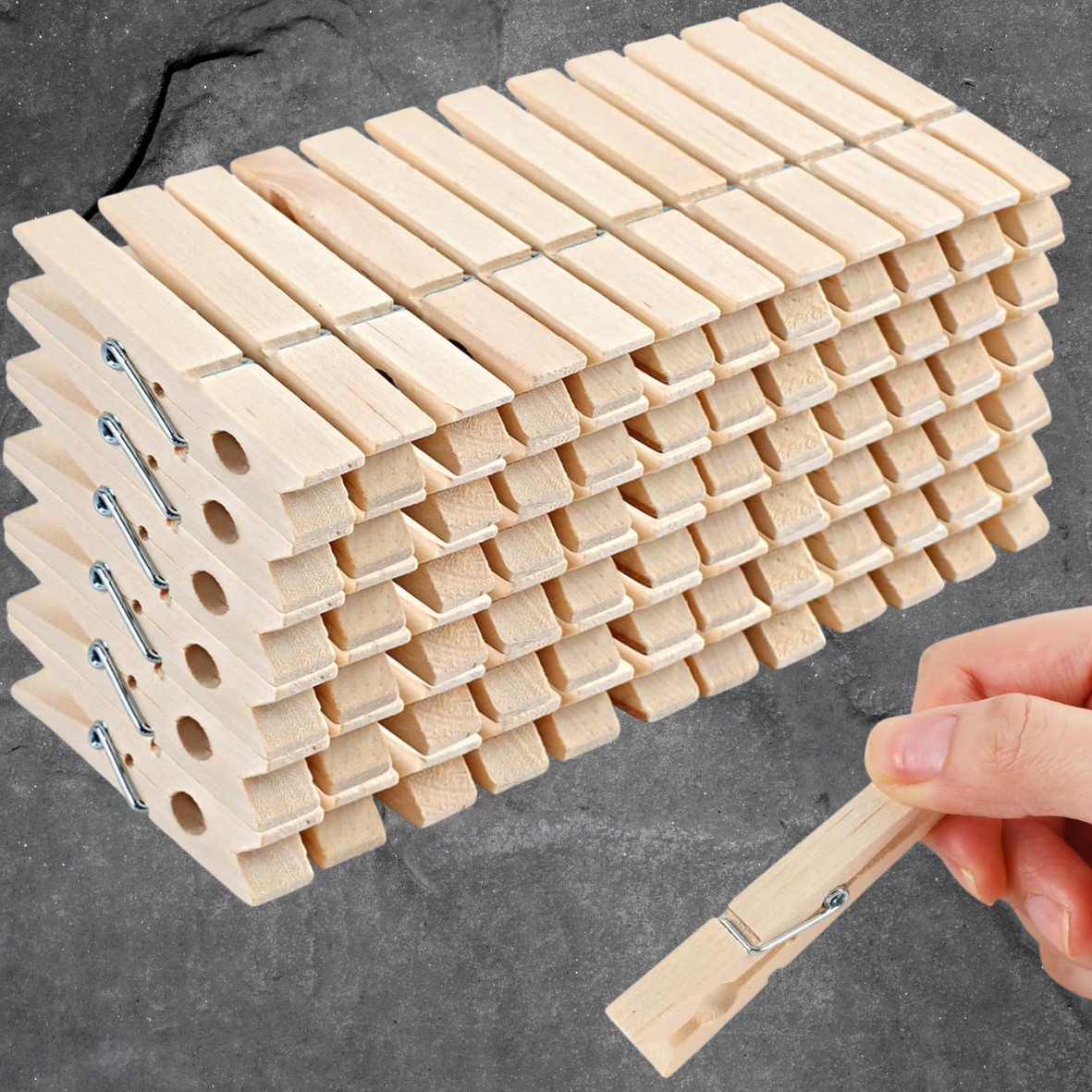 60 PCS Wooden Clothespins Heavy Duty Wood Clips for Laundry Crafts Photos
