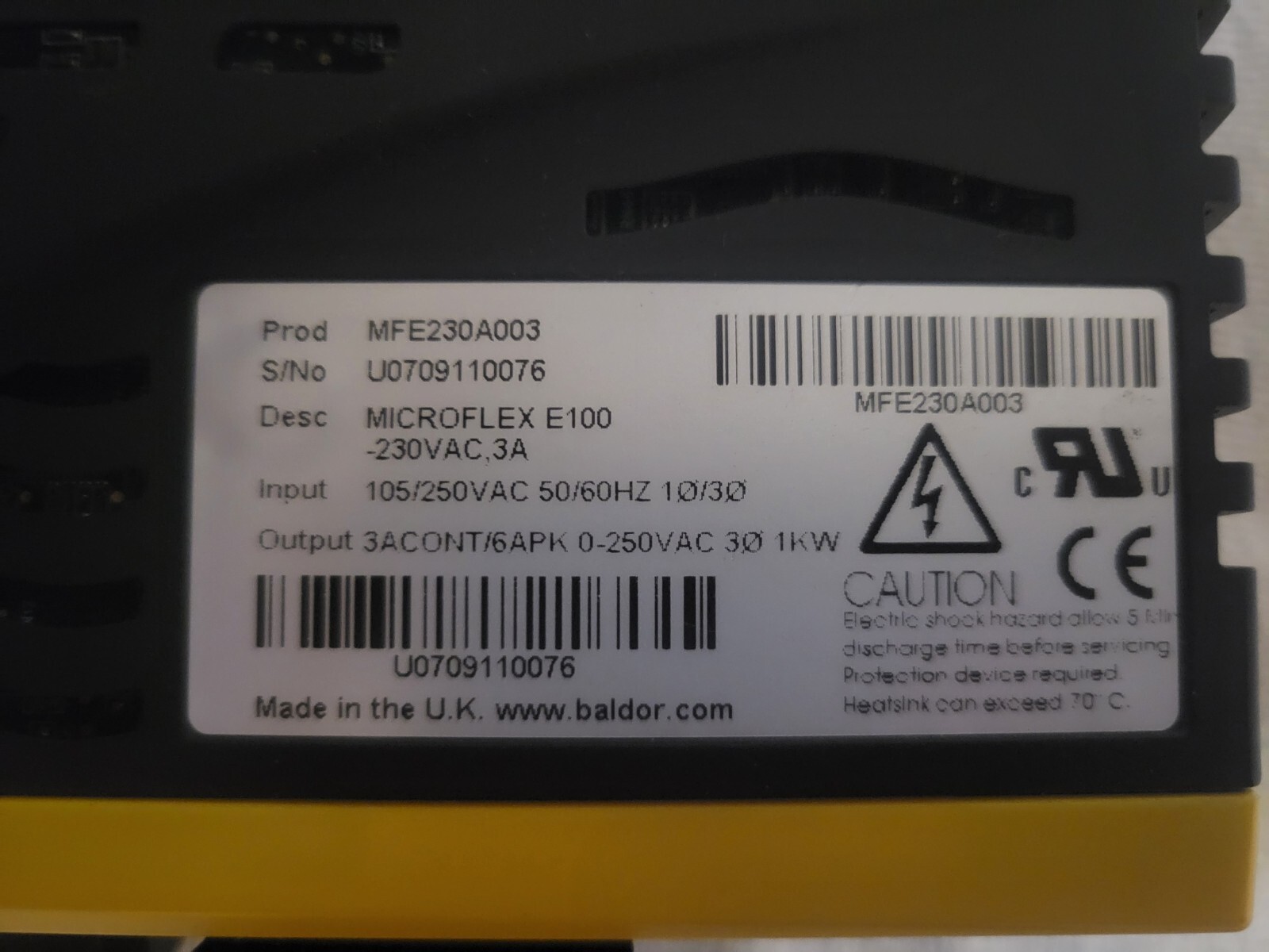 Baldor MFE230A003 Microflex E100 -230VAC.3A US Shipped Servo Drive