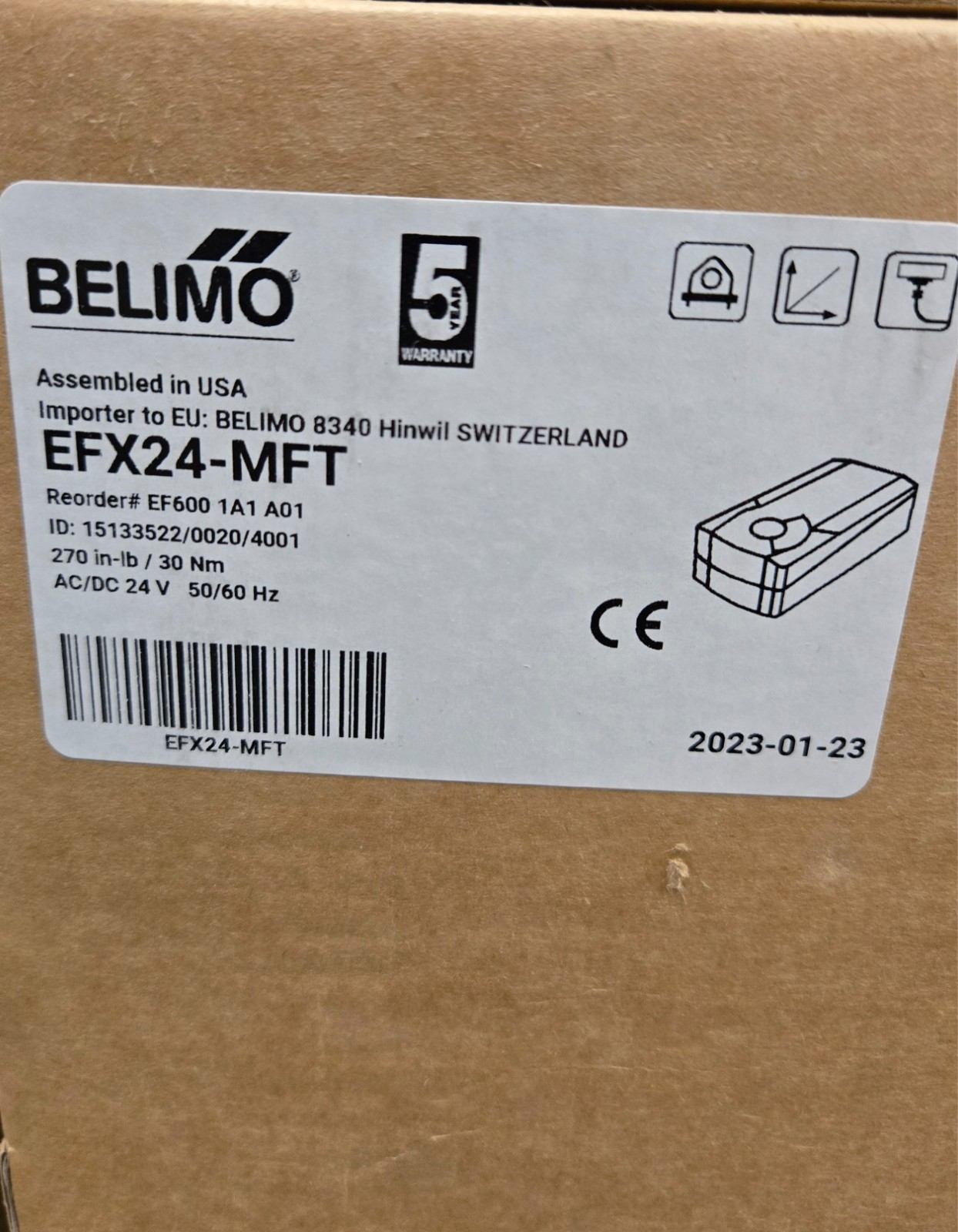 BELIMO EFX24-MFT, EFX24-MFT zone valve actuator