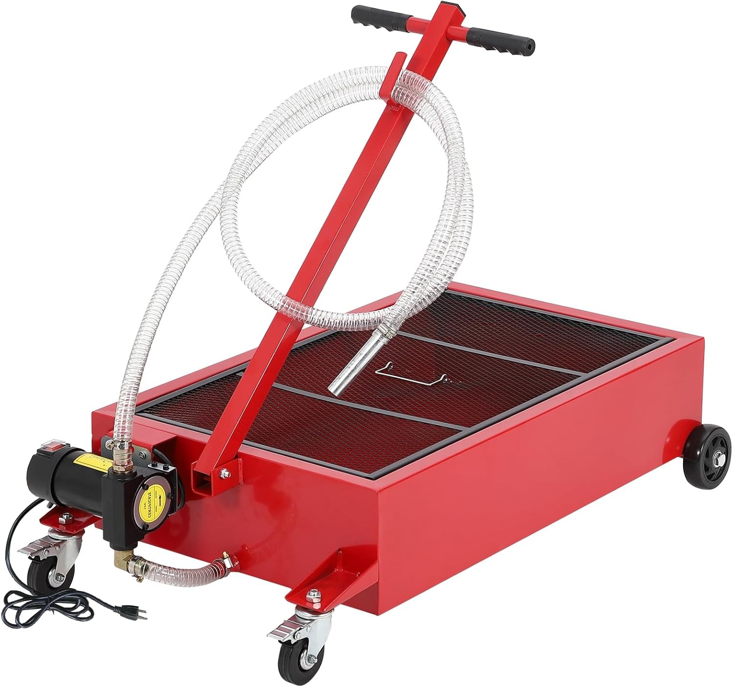 20GAL Electric Oil Drain Pan w/20V Pump & 8.2ft Hose Low Profile Oil Drain Cart