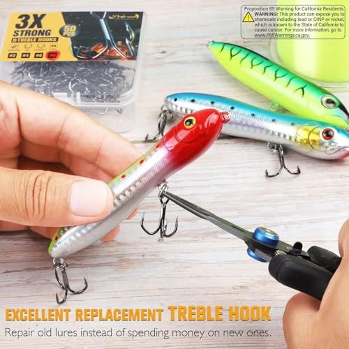 Fishing Treble Hooks 3X Strong Professional V Triple #4 * 50PCS Black Nickel