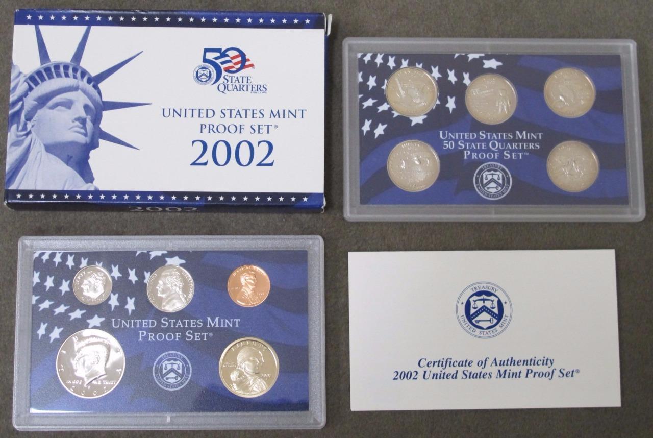 2002 U.S. Proof Set * 10 Coins * With Original Box & COA *
