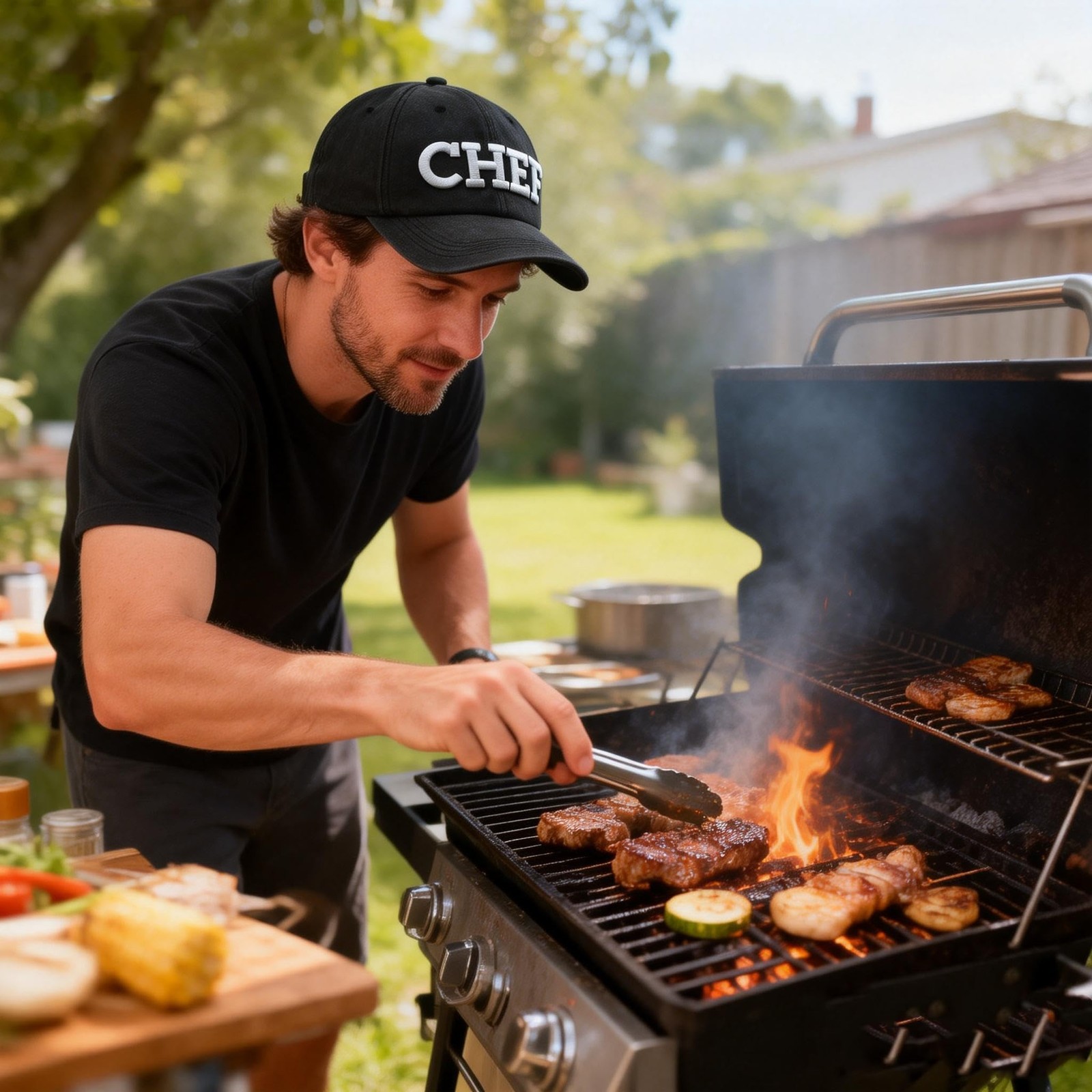 Men's Chef Baseball Cap Embroidered Adjustable Washed Dad Hat Snapback One Size