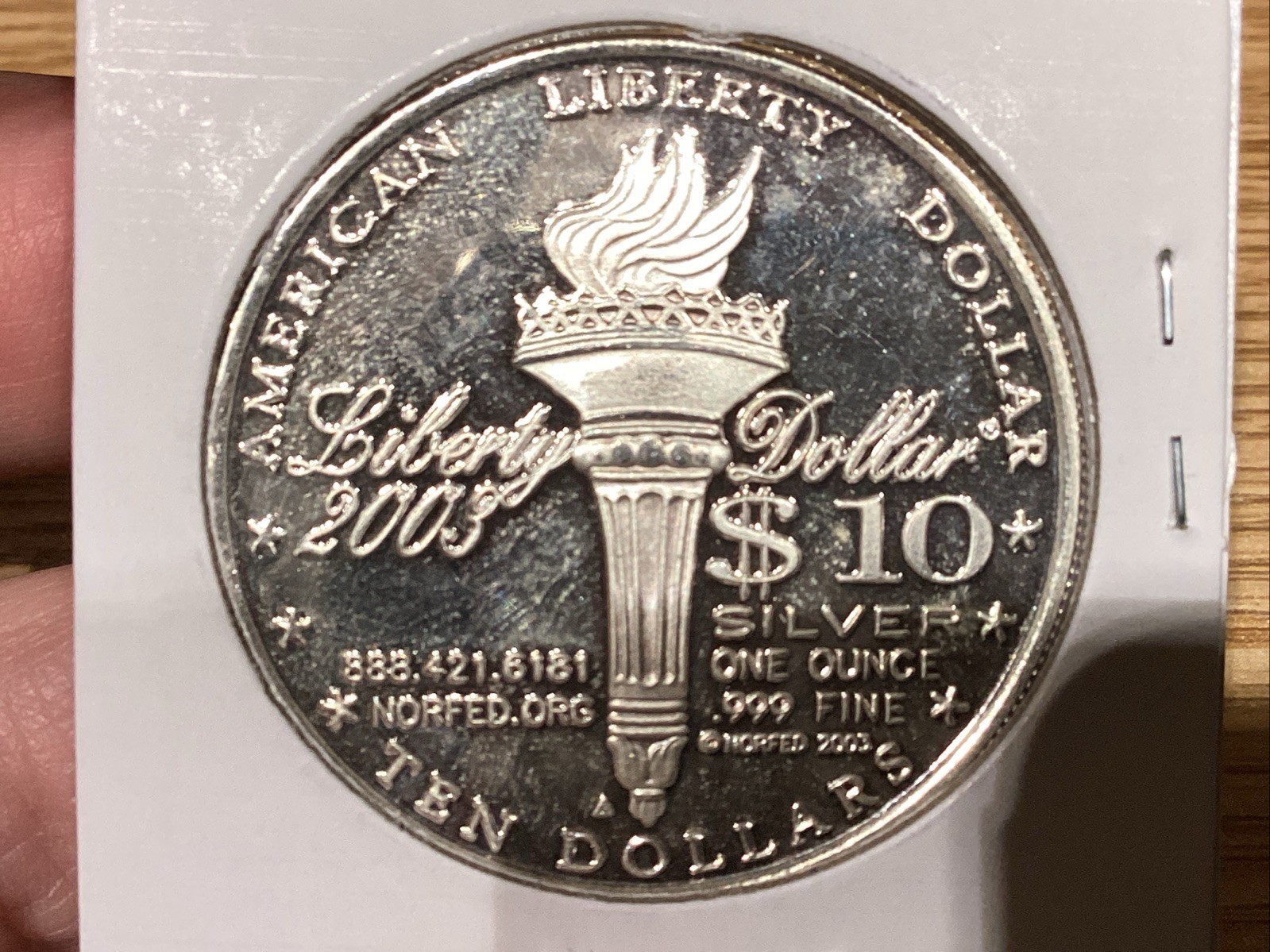 Norfed 1 Oz Silver 2003 $10 Large E Long Hair (2 Available)