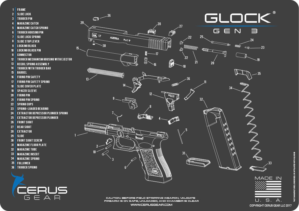 For Glock Bench Mat 17 19 20 21 22 23 24 26 27 29 30 31 32 33 34 35 36