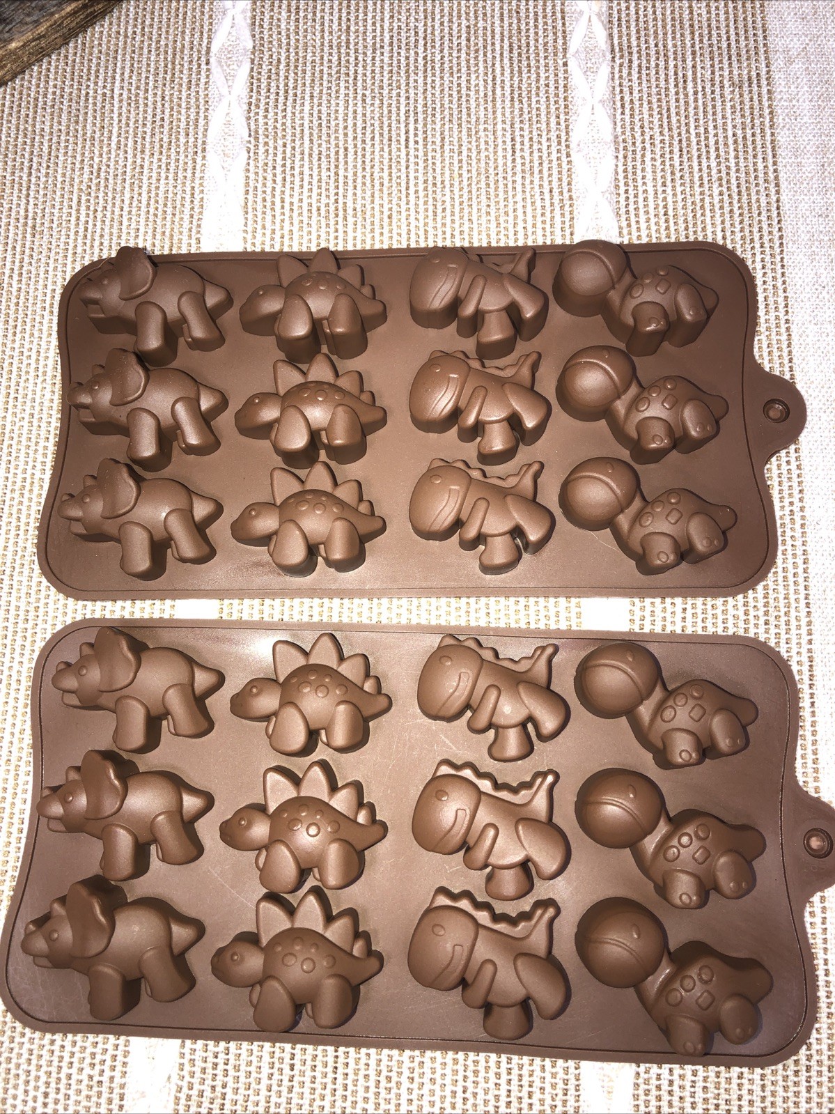 12 Cube Dinosaur Silicone Ice Cube Tray / Treat Mold - New Set Of 2