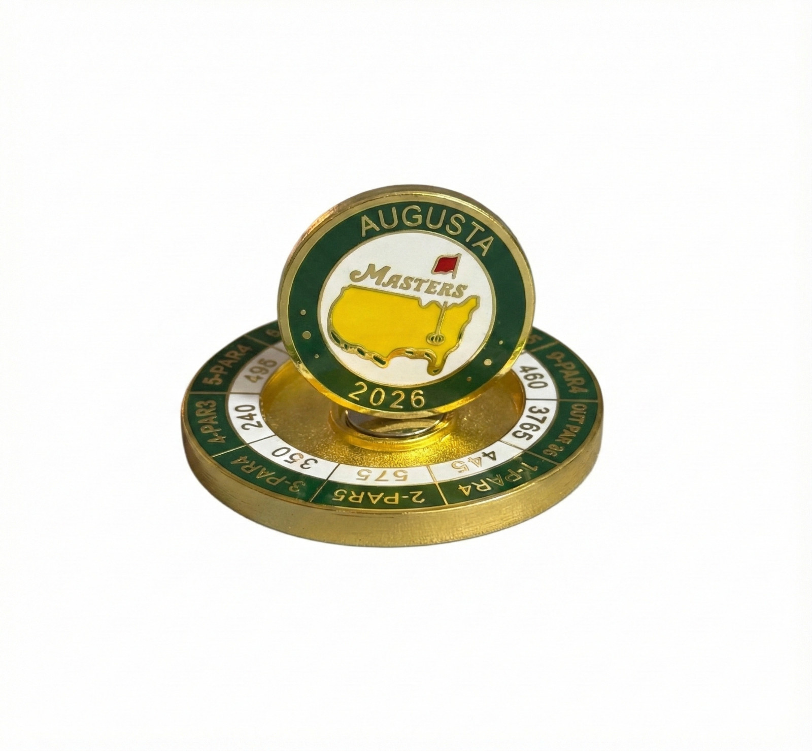 2026 Masters Tournament Magnetic Coin and 2 Sided Ball Marker Augusta Yardages