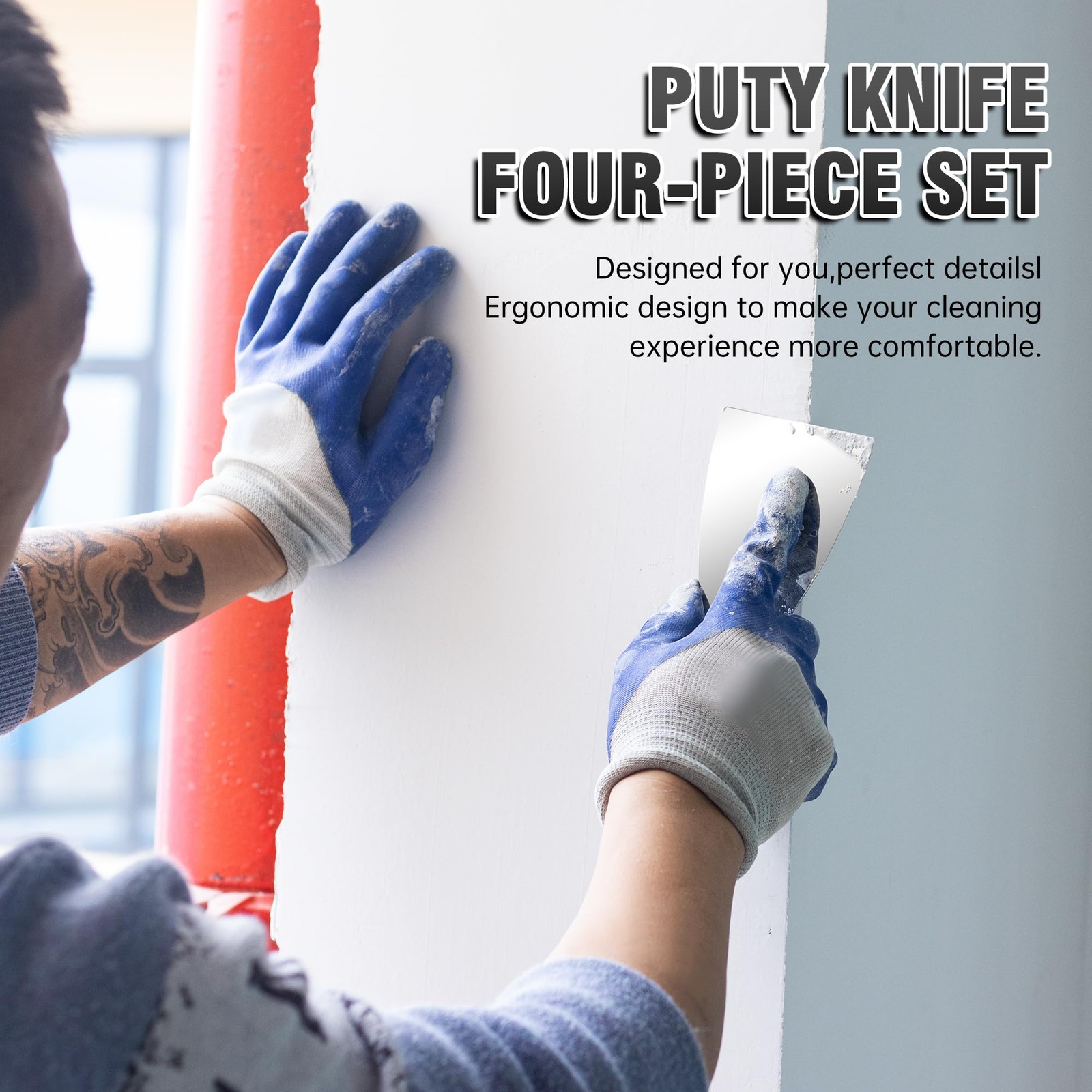 Putty Knife, 5 Pcs Putty Knife Set, 2" 3" 4" 6" 8" Stainless Steel Scraper, S...