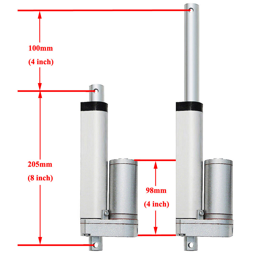 Set of 100mm 4" Stroke 330lbs 12V Linear Actuator &Brackets &Wireless Controller